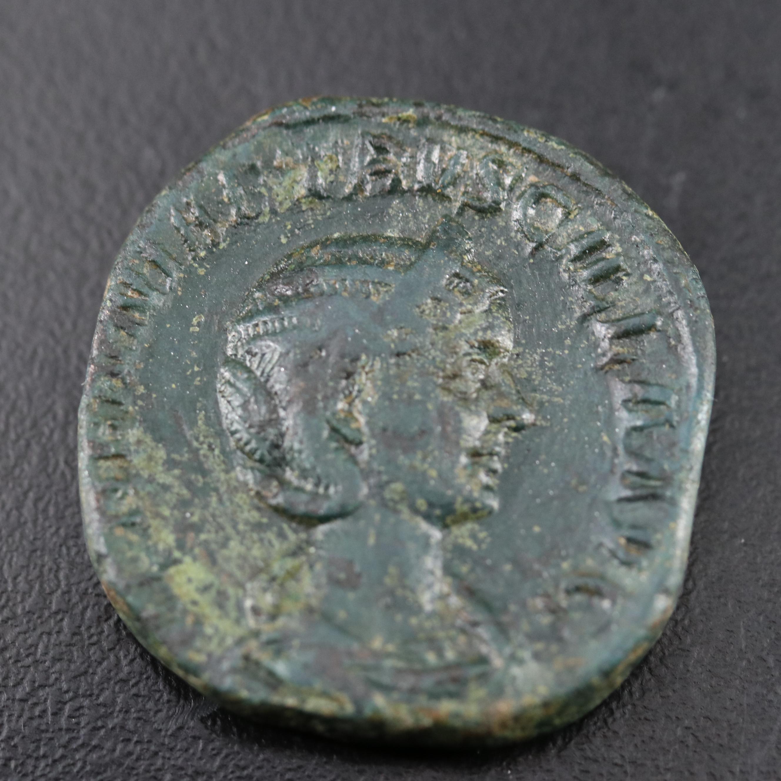 Ancient Roman Imperial Æ Sestertius Coin of Herennia Etruscilla, ca. 249 A.D.
