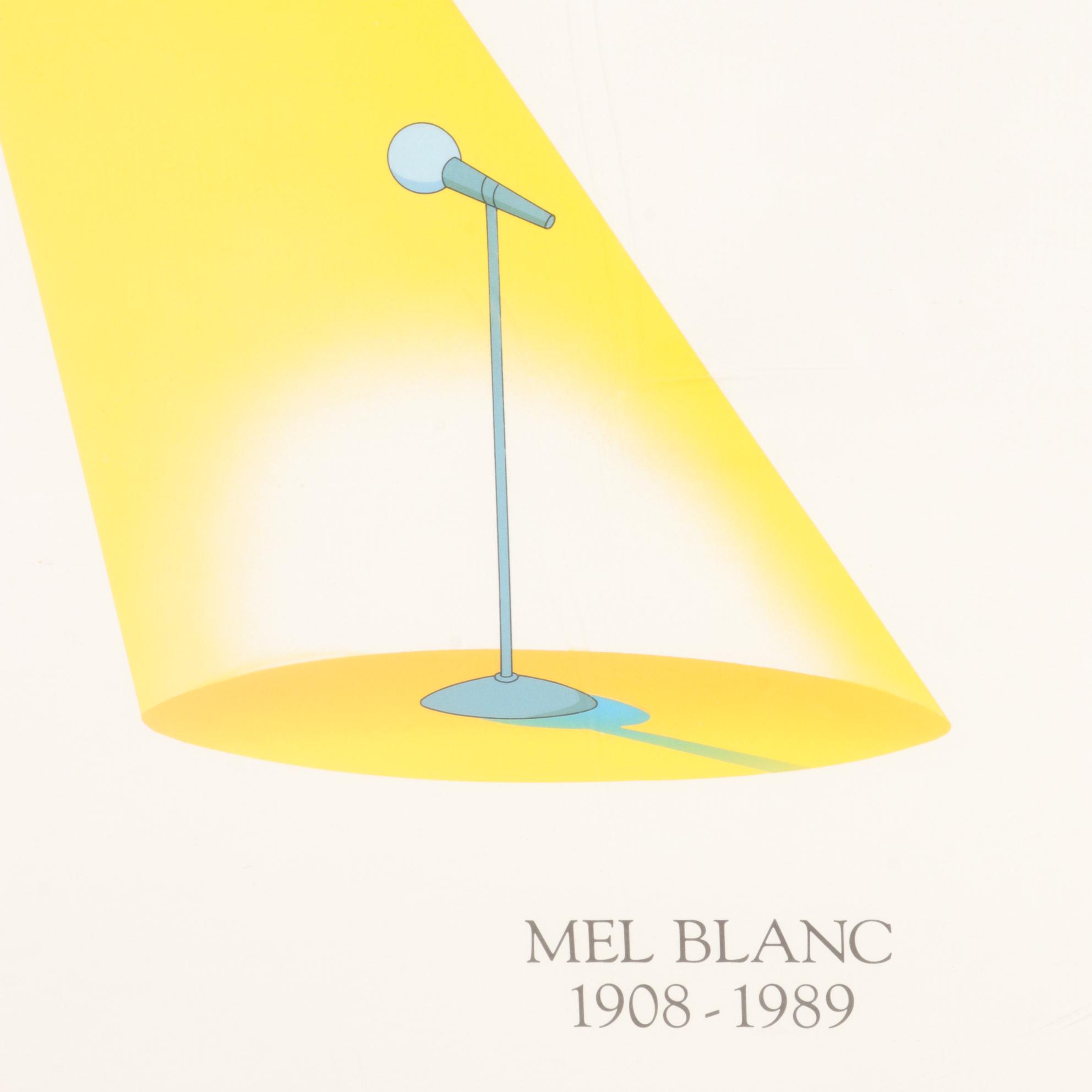 Looney Tunes Offset Lithograph "Speechless." Tribute To Mel Blanc, 1989