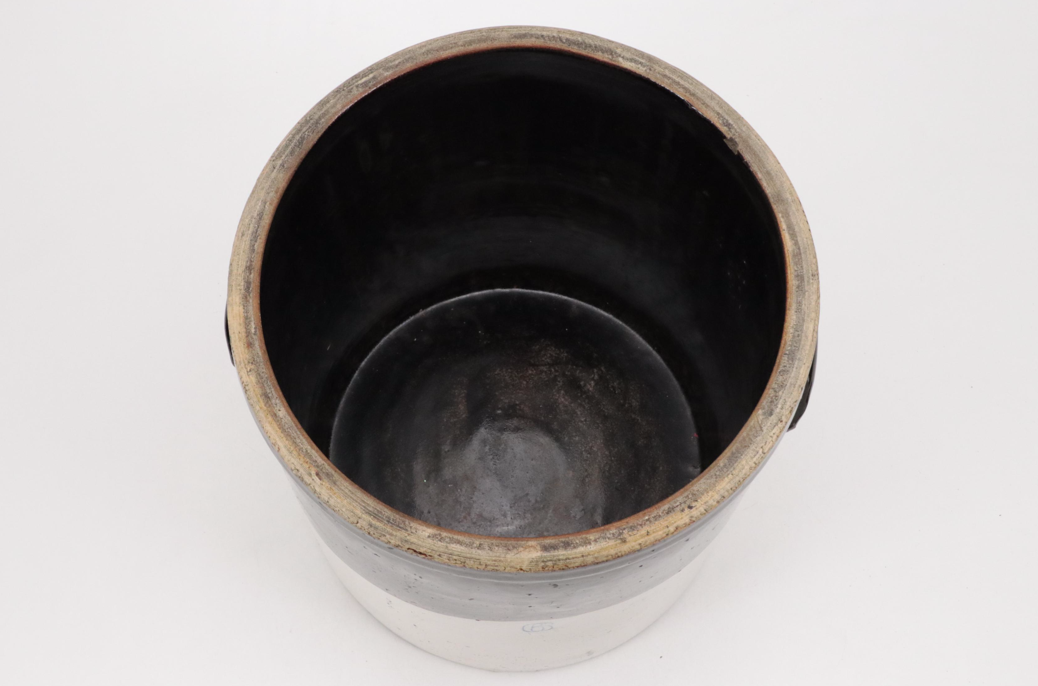 Six Gallon Two Tone Stoneware Crock, Early to Mid-20th Century