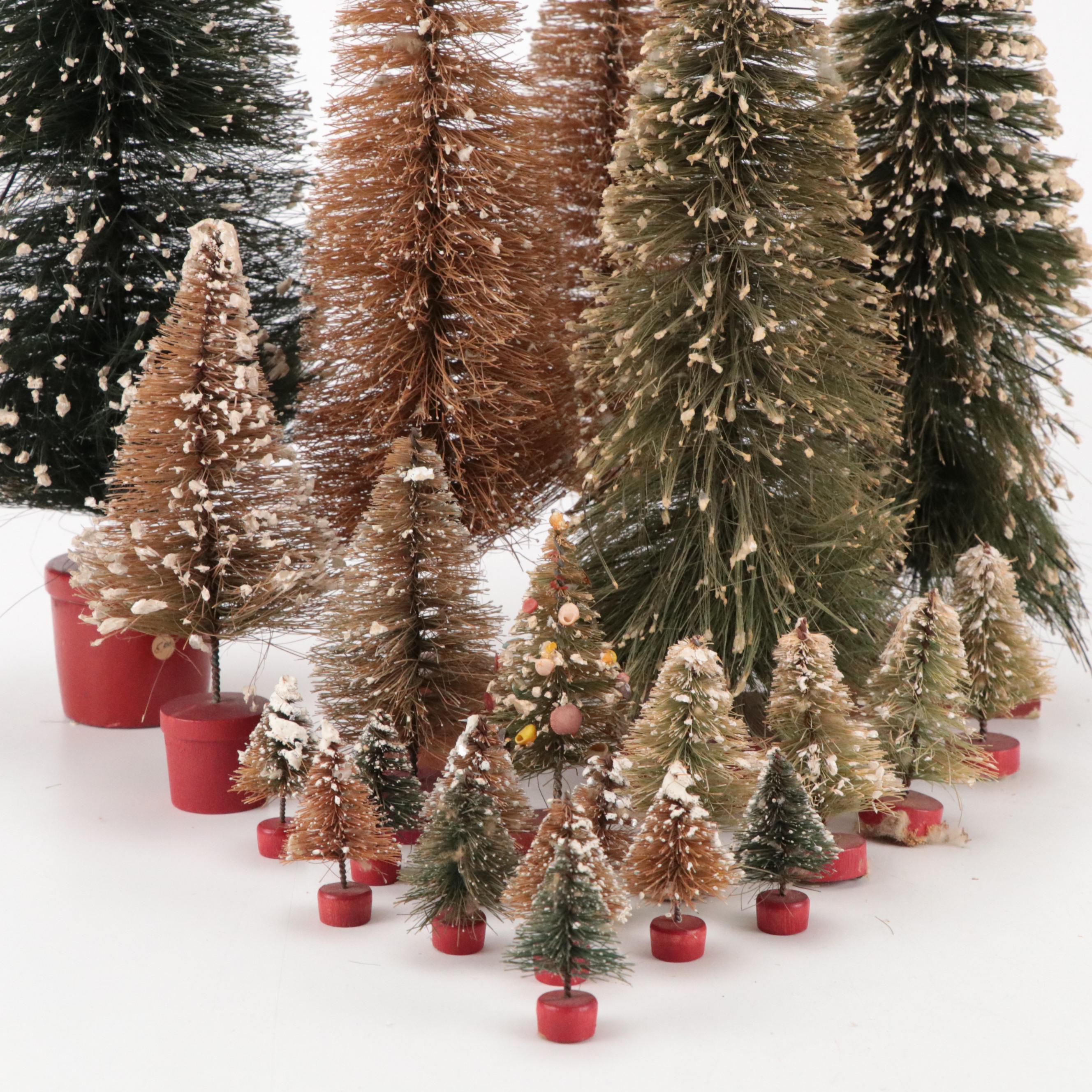 Faux Christmas Tree Figurines, Miniature Wreaths, and More Christmas Decorations