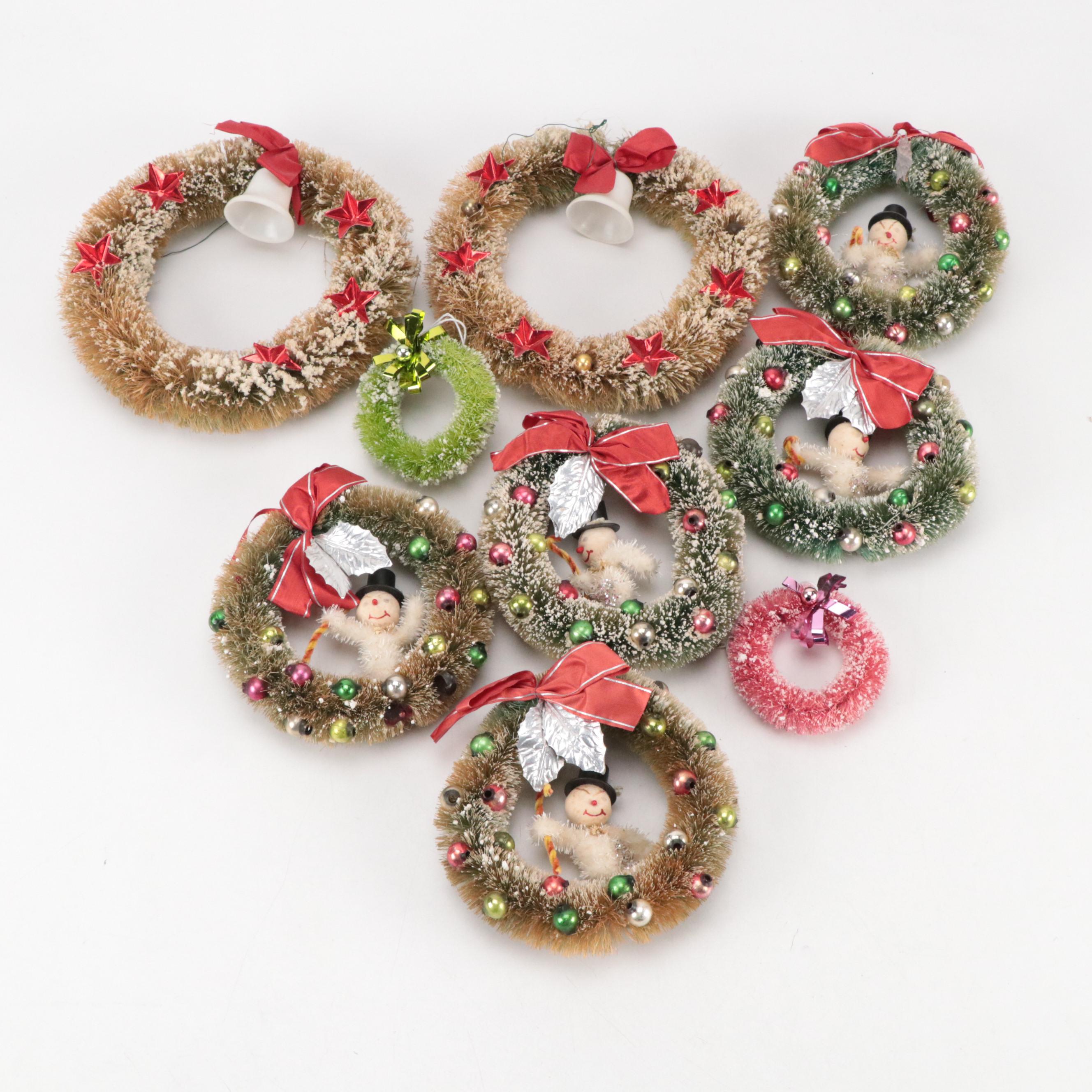 Faux Christmas Tree Figurines, Miniature Wreaths, and More Christmas Decorations
