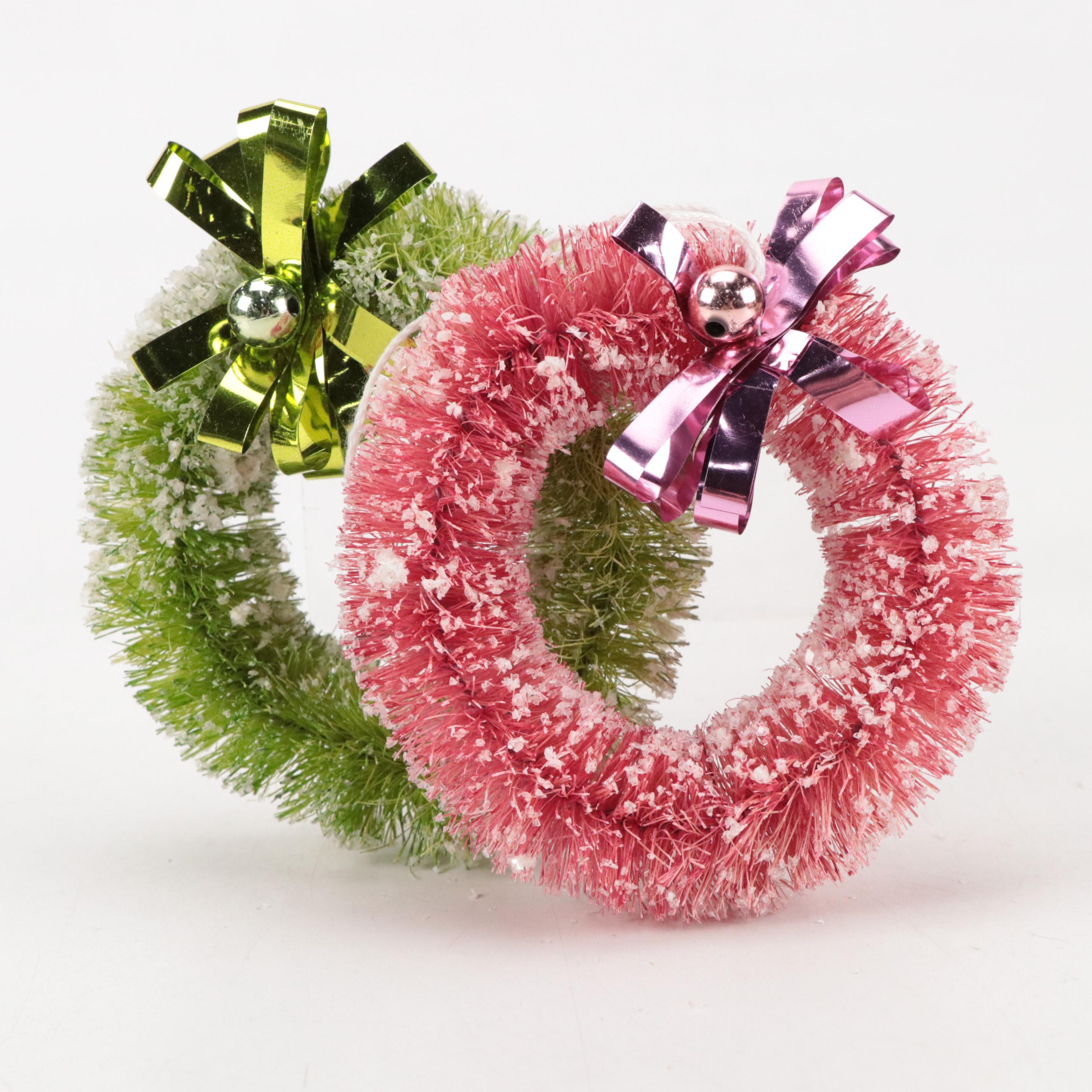 Faux Christmas Tree Figurines, Miniature Wreaths, and More Christmas Decorations