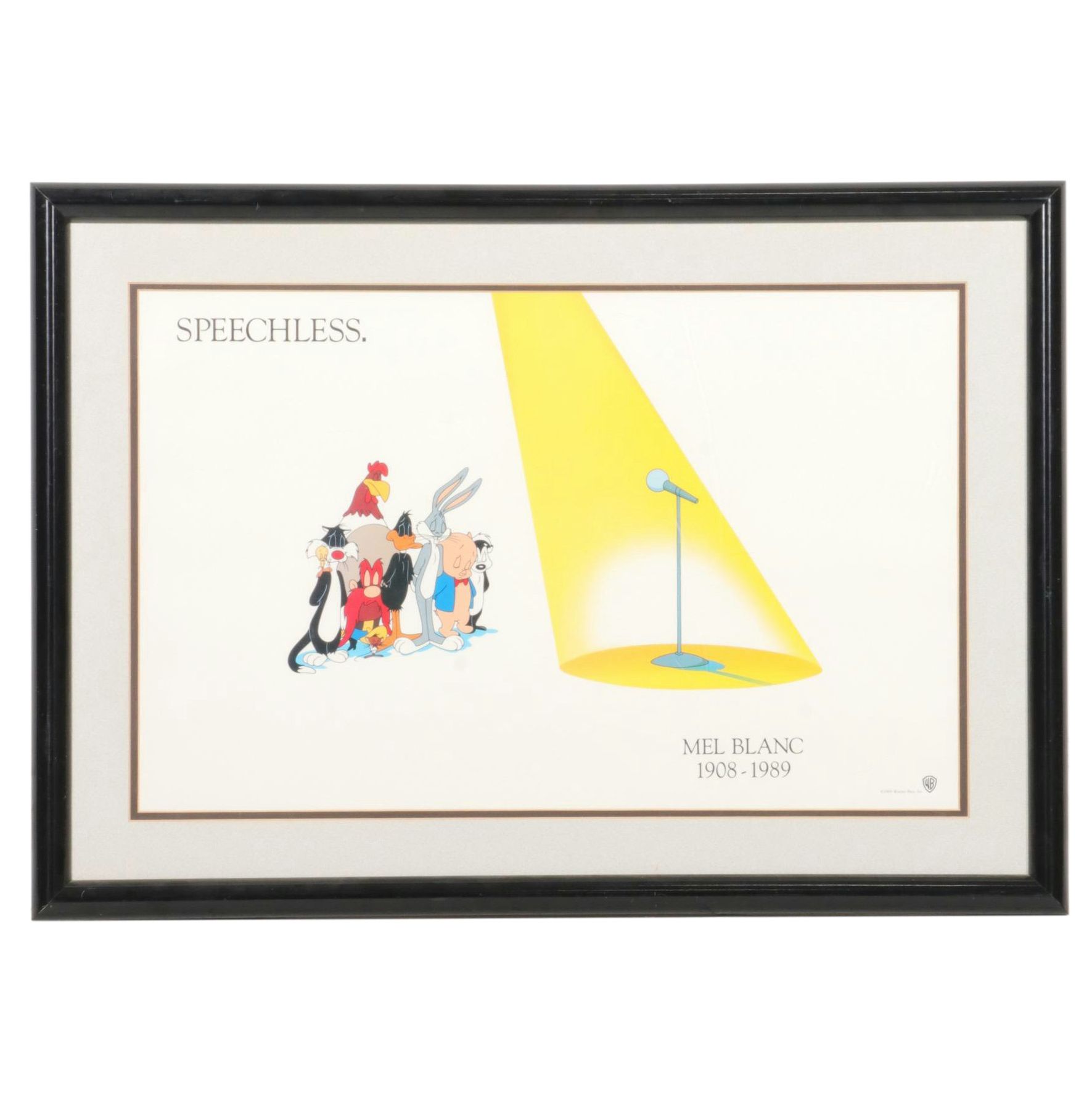 Looney Tunes Offset Lithograph "Speechless." Tribute To Mel Blanc, 1989