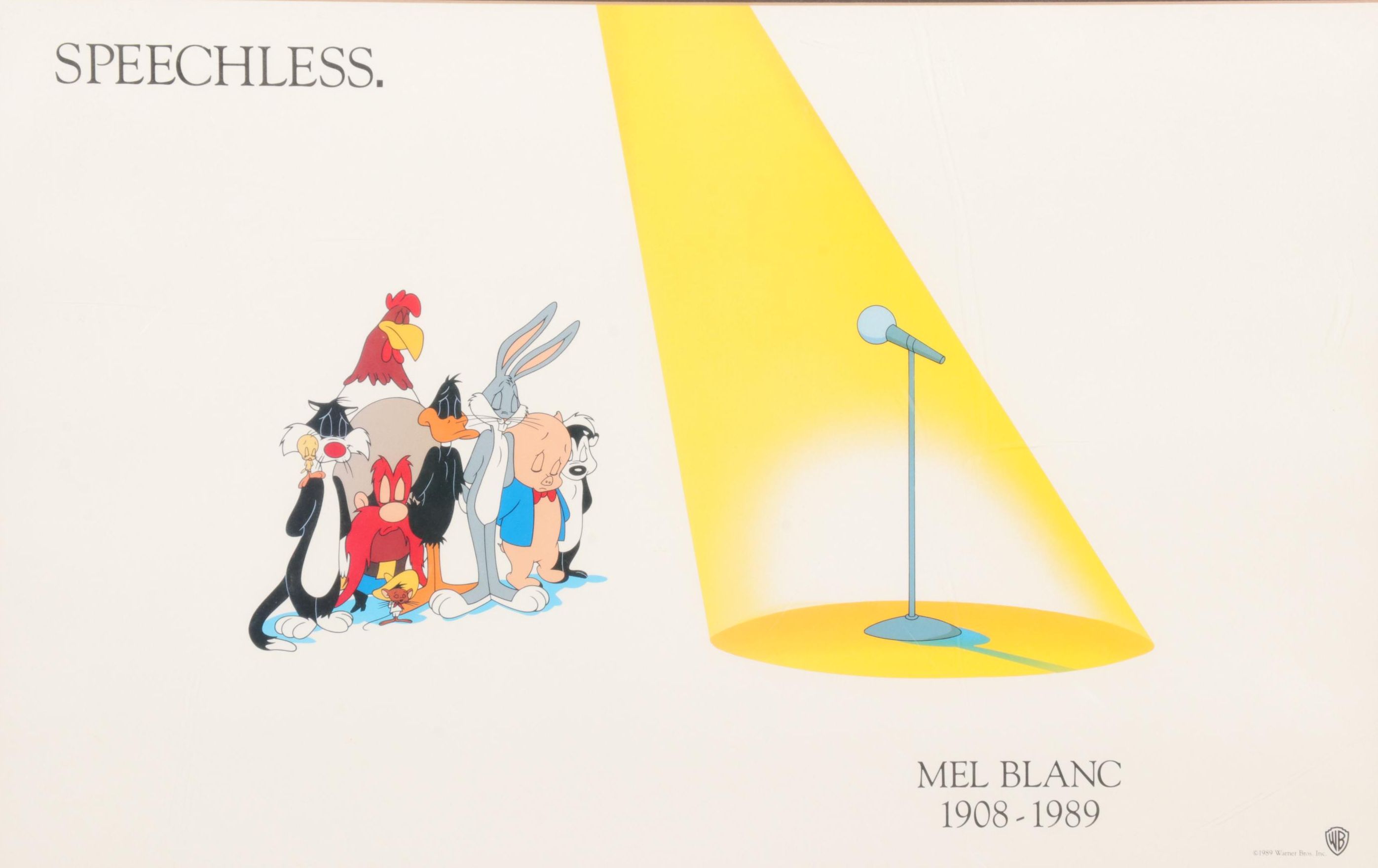 Looney Tunes Offset Lithograph "Speechless." Tribute To Mel Blanc, 1989