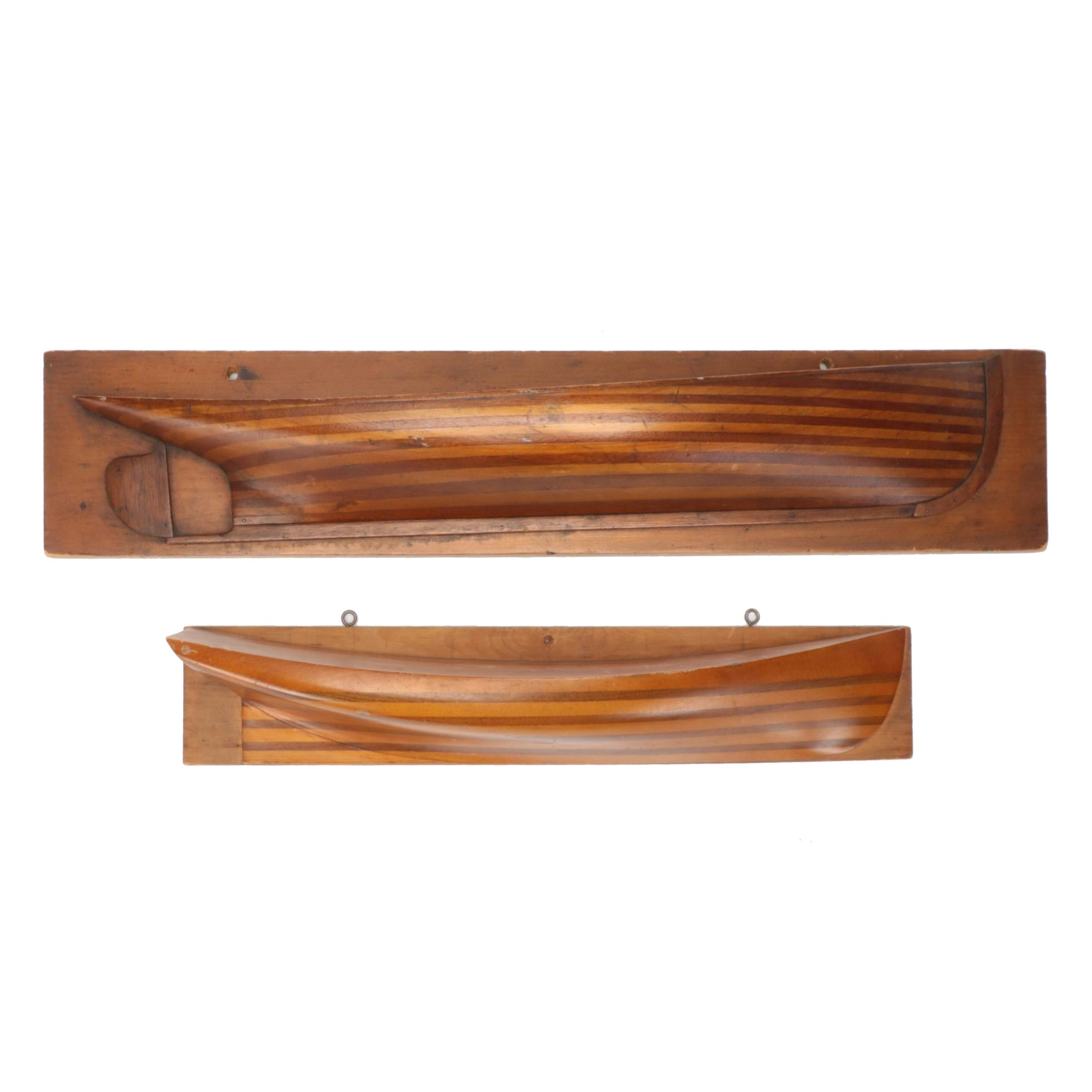 Two Model Boat Half Hull Replica Wall Plaques