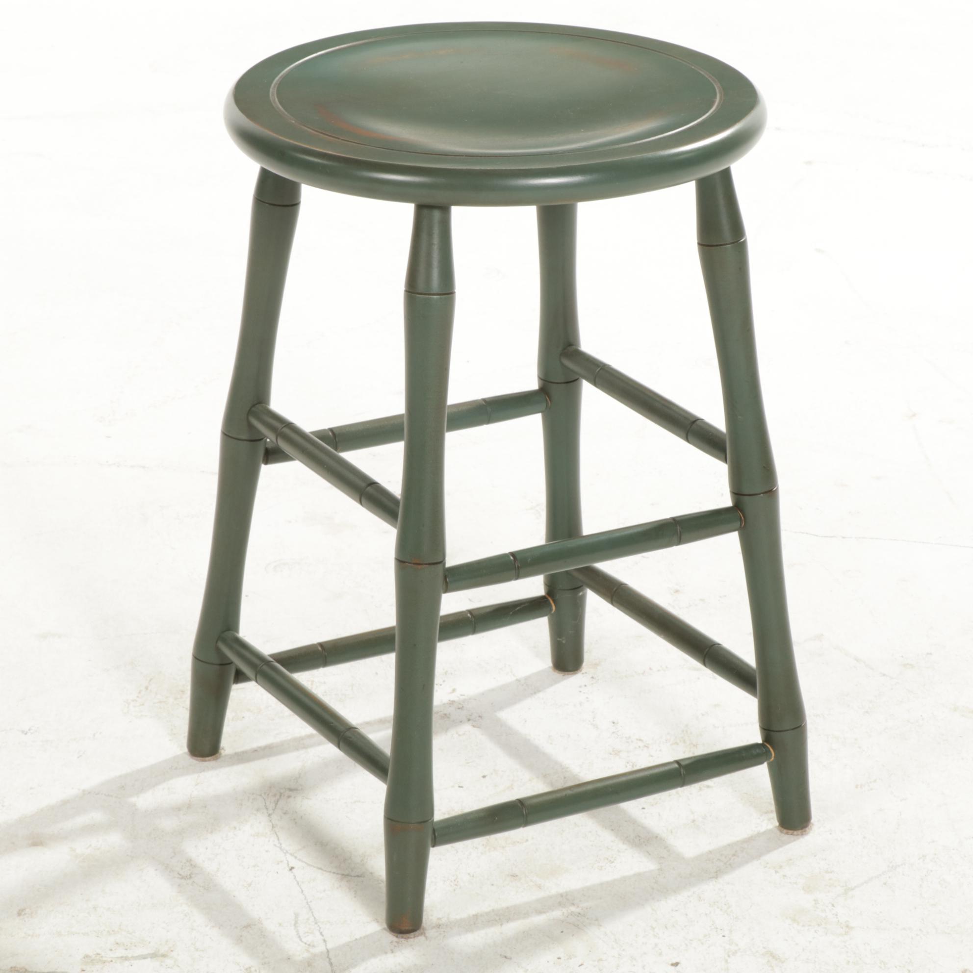 Nichols & Stone Co. Hardwood Bamboo-Form Stool, Late 20th Century