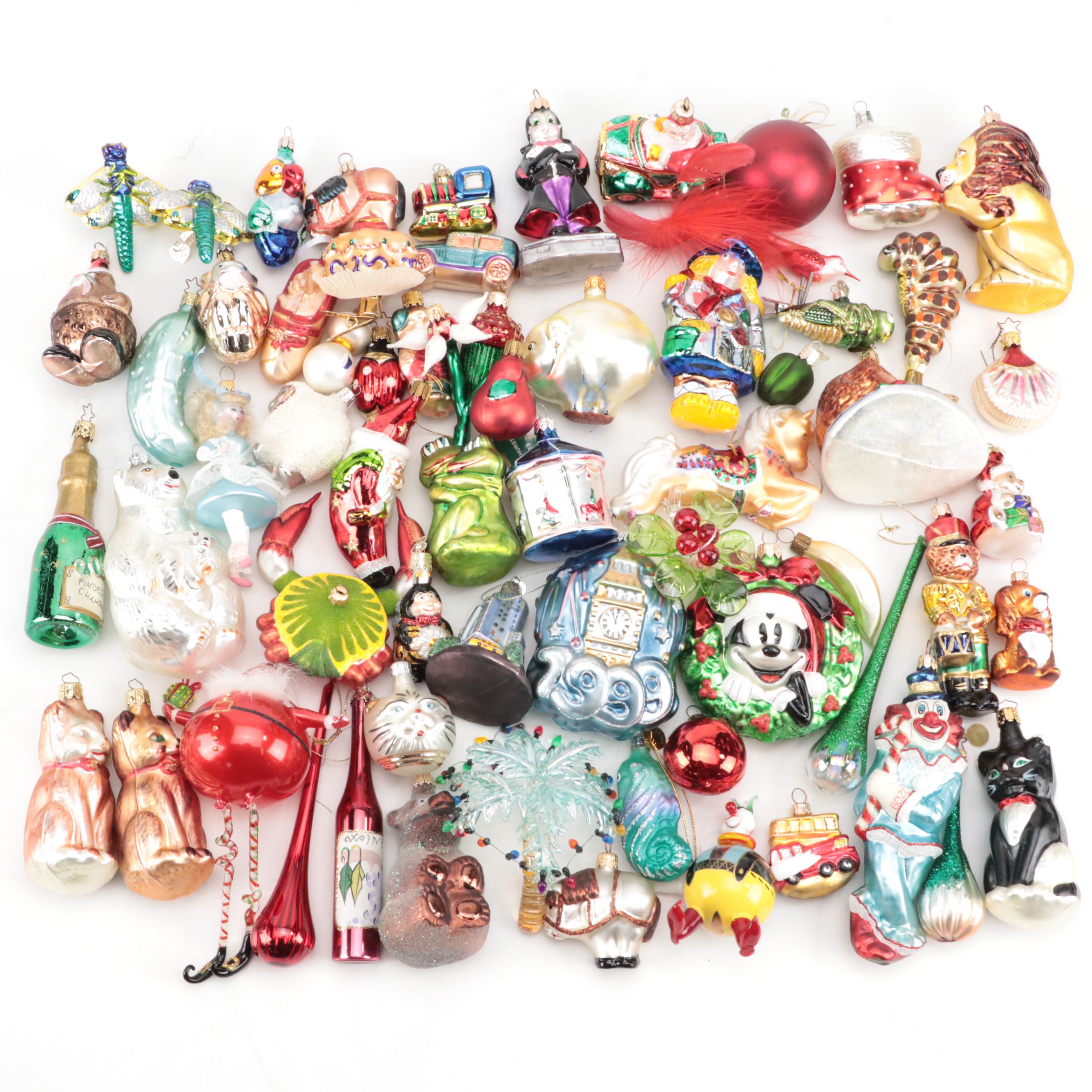 Mold-Blown Glass Ornaments, Including Pickle, Cats, Clowns, and More