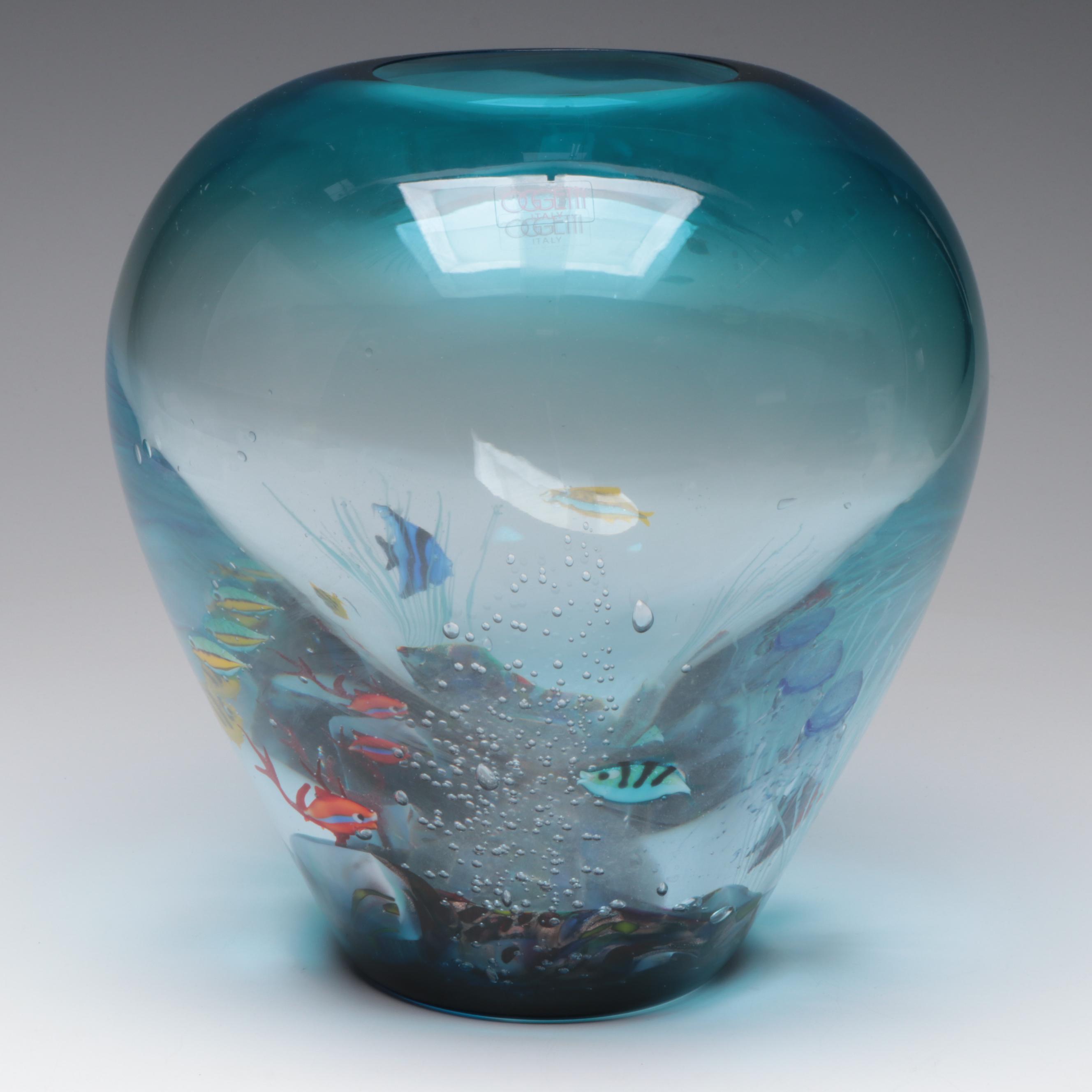 Roberto Camozzo for Oggetti Murano Aquatic Blown Glass Vase