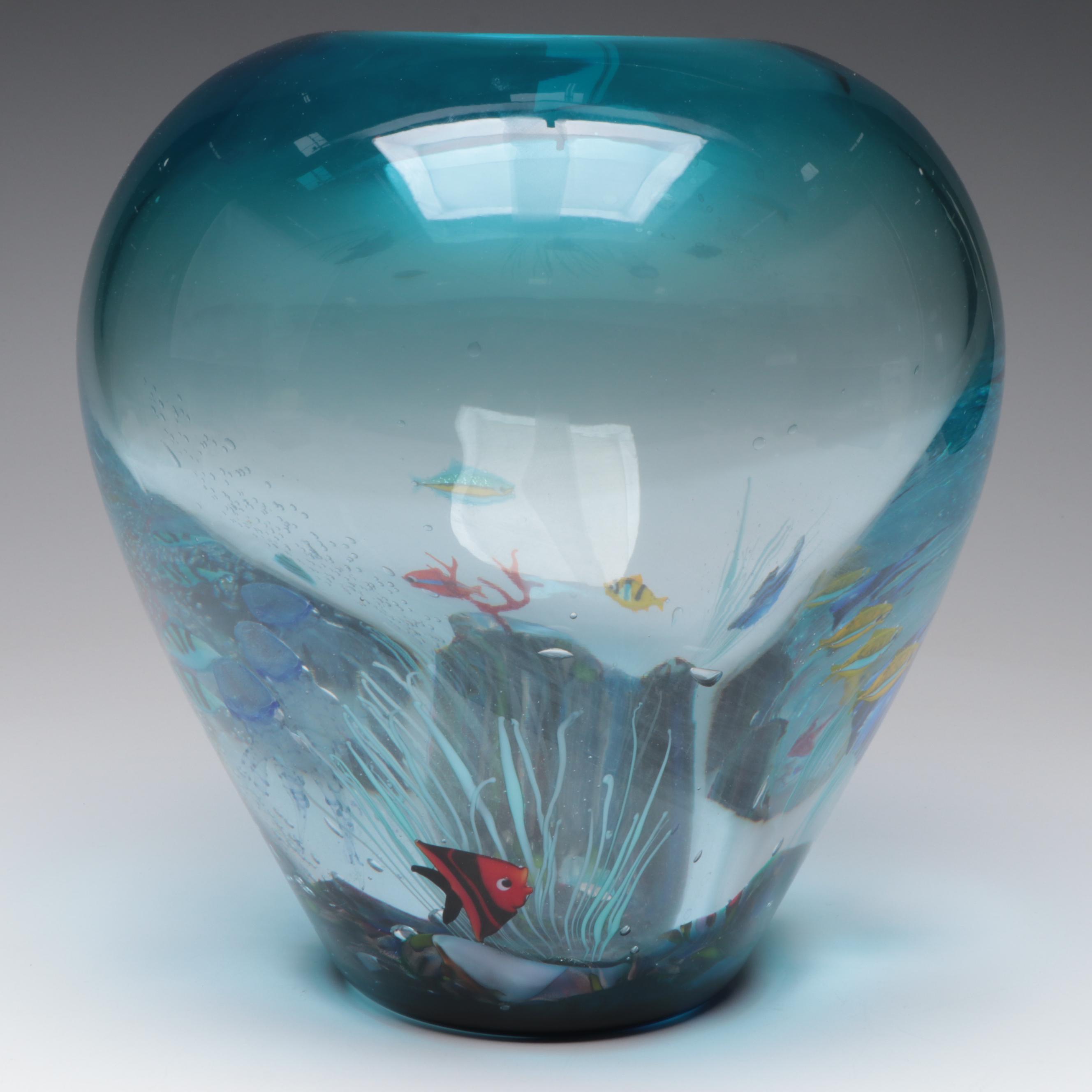 Roberto Camozzo for Oggetti Murano Aquatic Blown Glass Vase