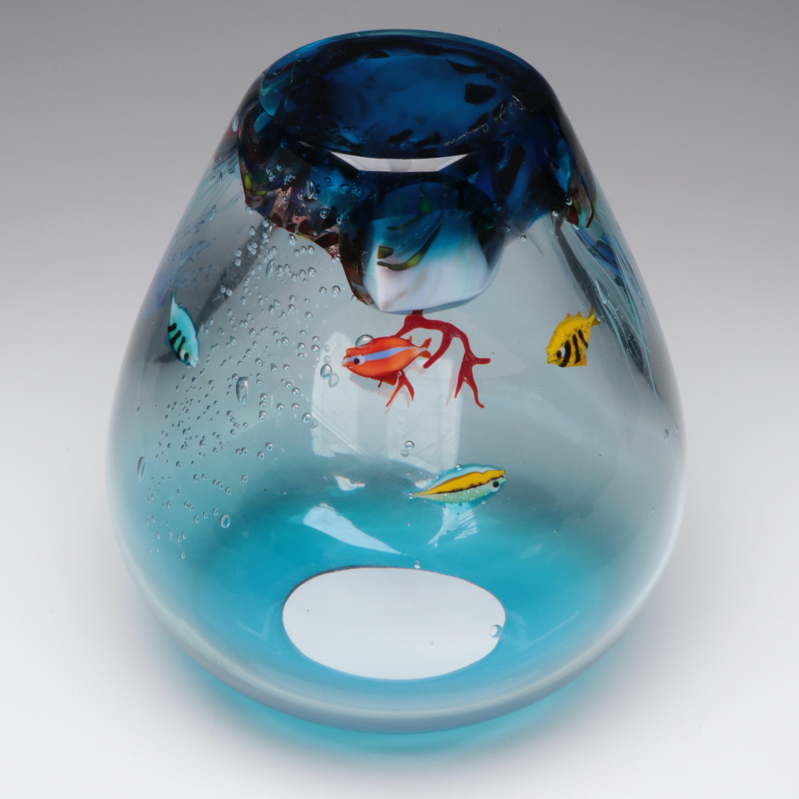 Roberto Camozzo for Oggetti Murano Aquatic Blown Glass Vase