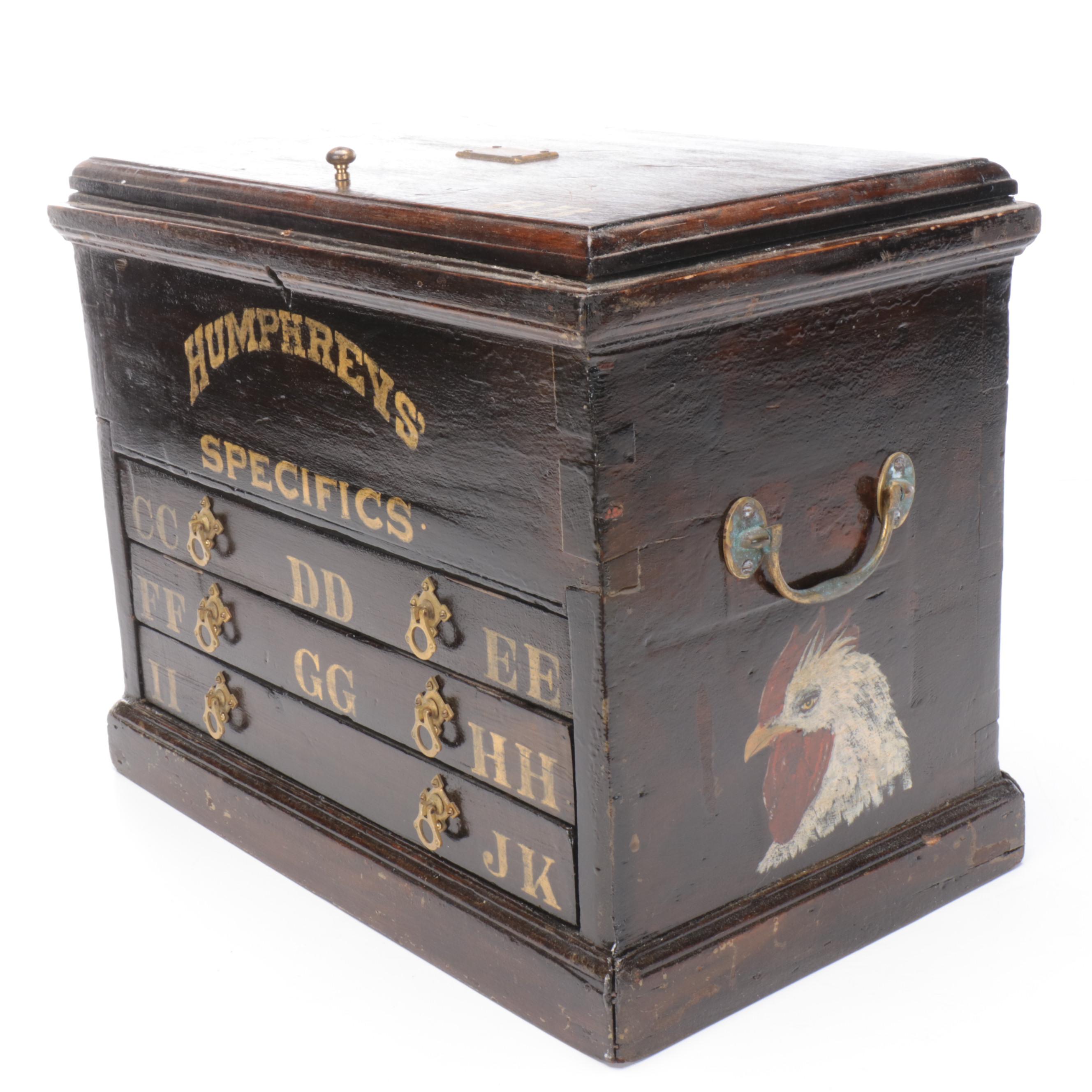 Wooden Humphrey's Specifics Homeopathic Medicine Countertop Cabinet