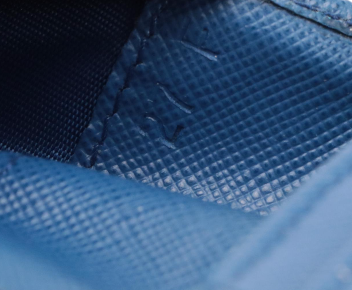 Prada Blue Saffiano Leather Coin Wallet in Box