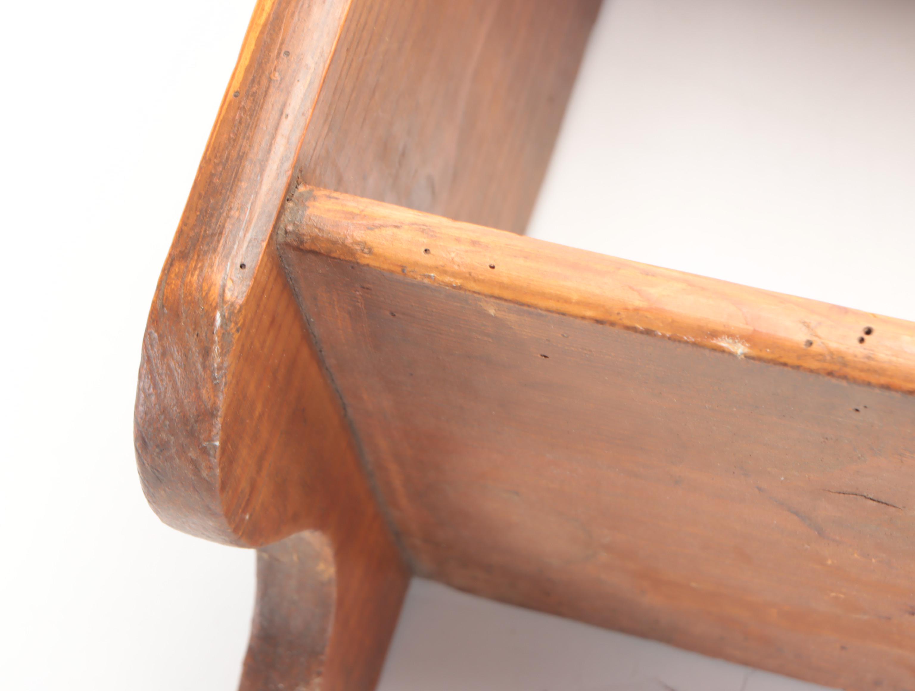 Handcrafted American Primitive Pine Wall Shelf, Antique