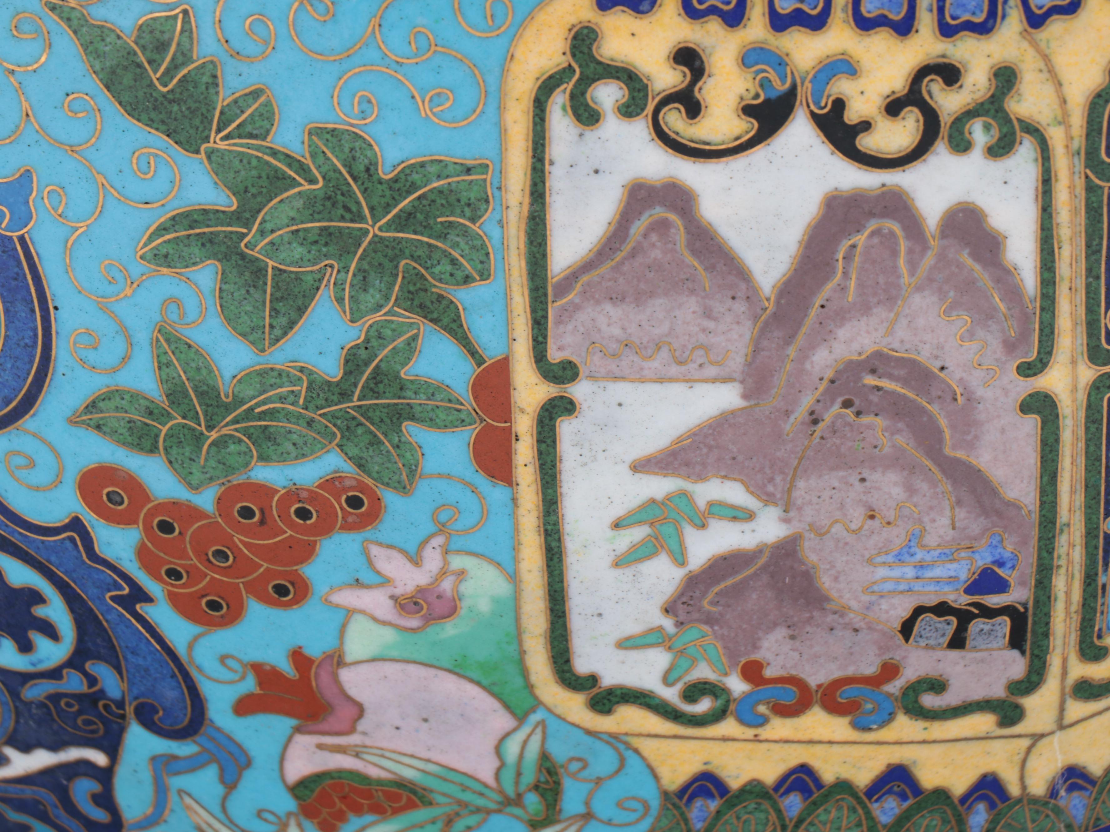 Chinese Cloisonné Vase with Attached Figural Bird Handles