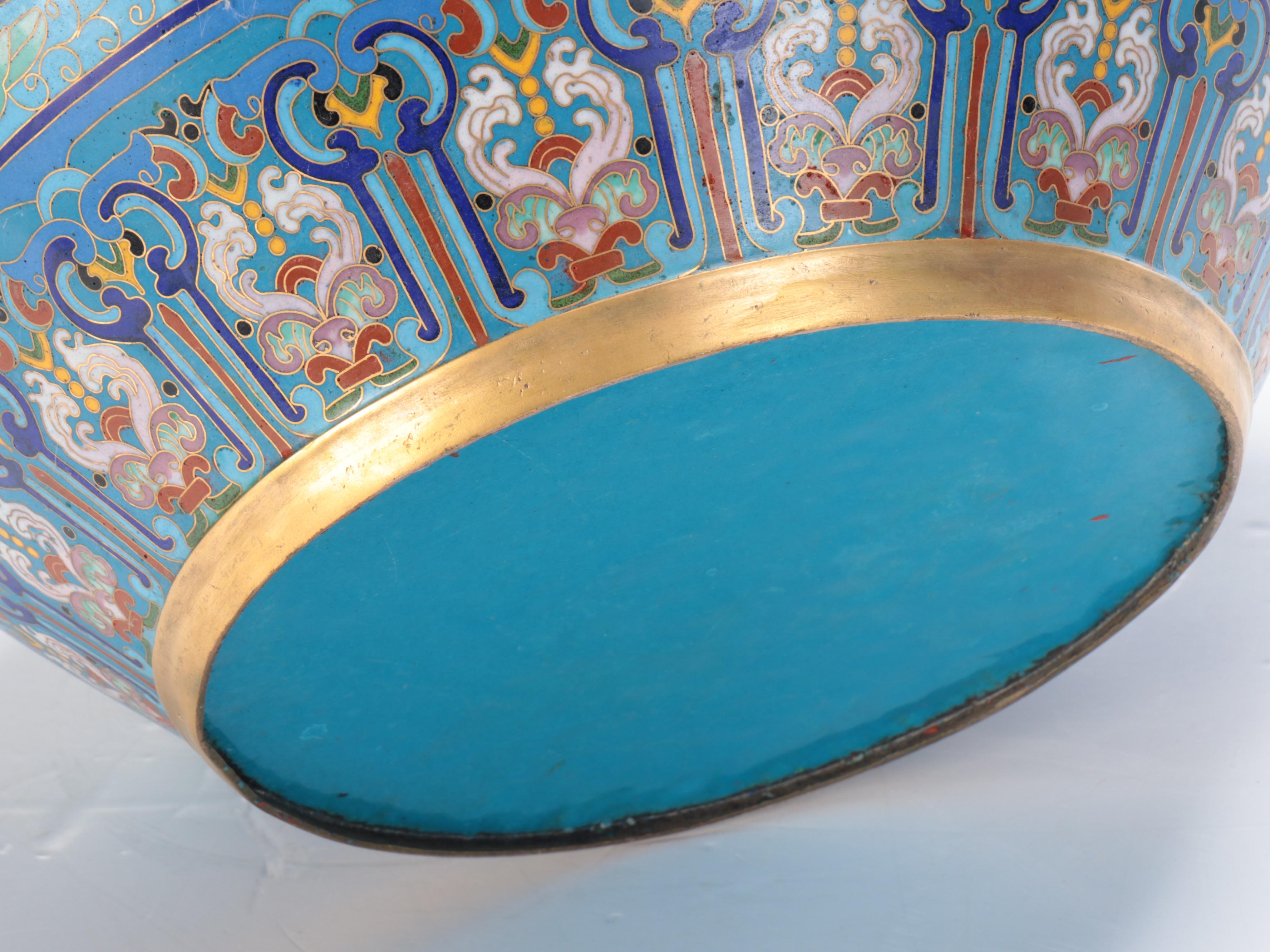 Chinese Cloisonné Vase with Attached Figural Bird Handles