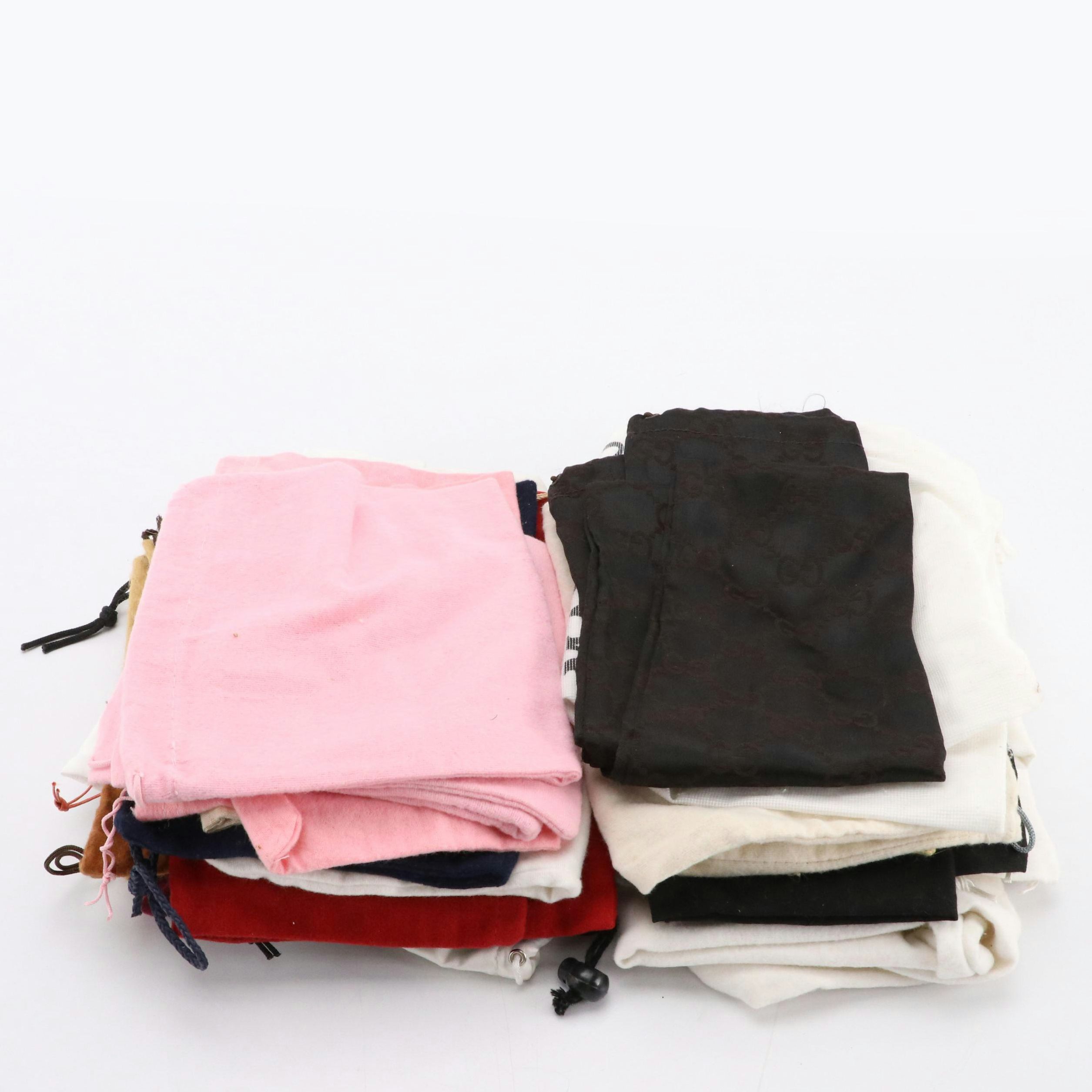 Assorted Designer Dust Bags Featuring Prada, Gucci, Fendi, Chanel & More