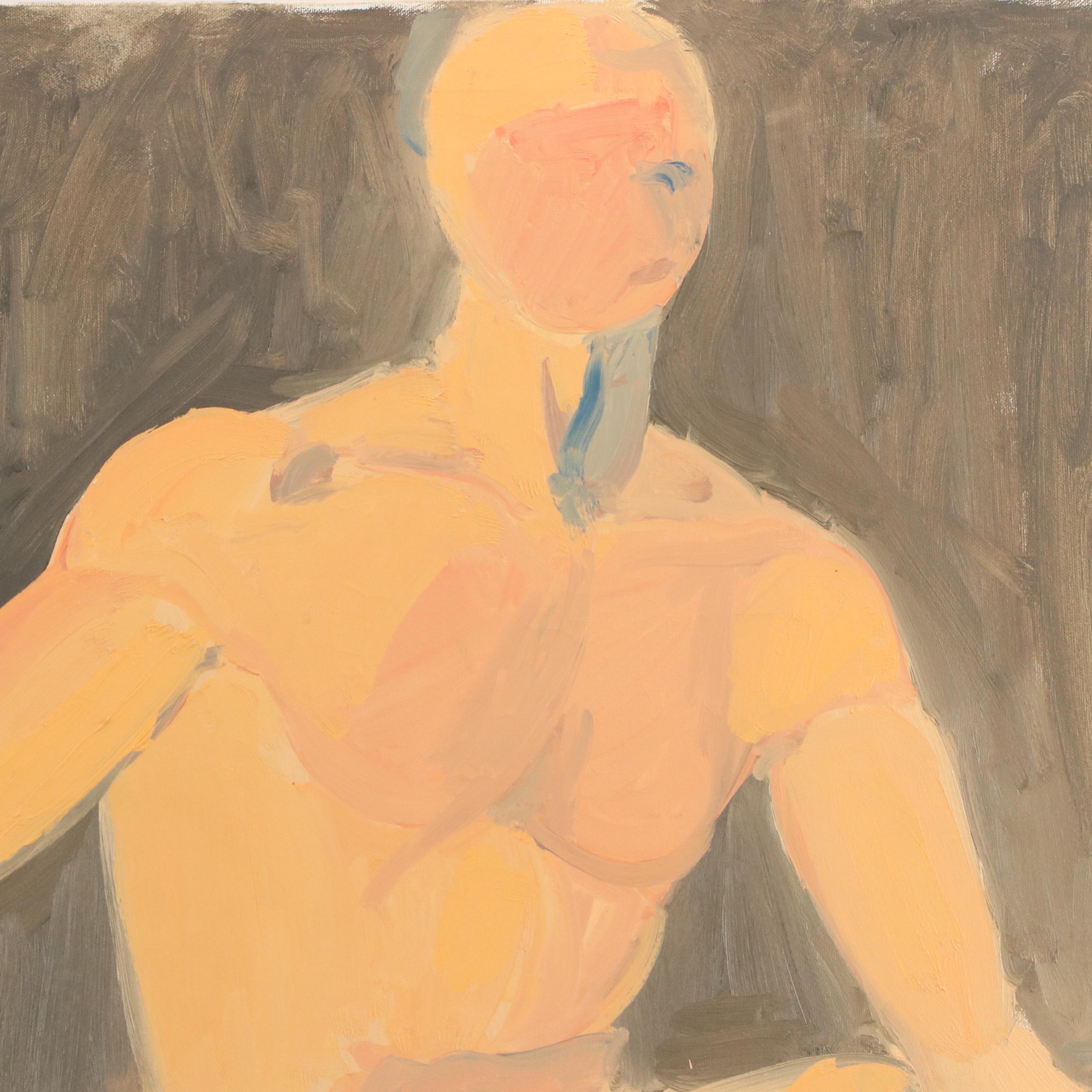 Oil Painting of a Seated Nude Figure