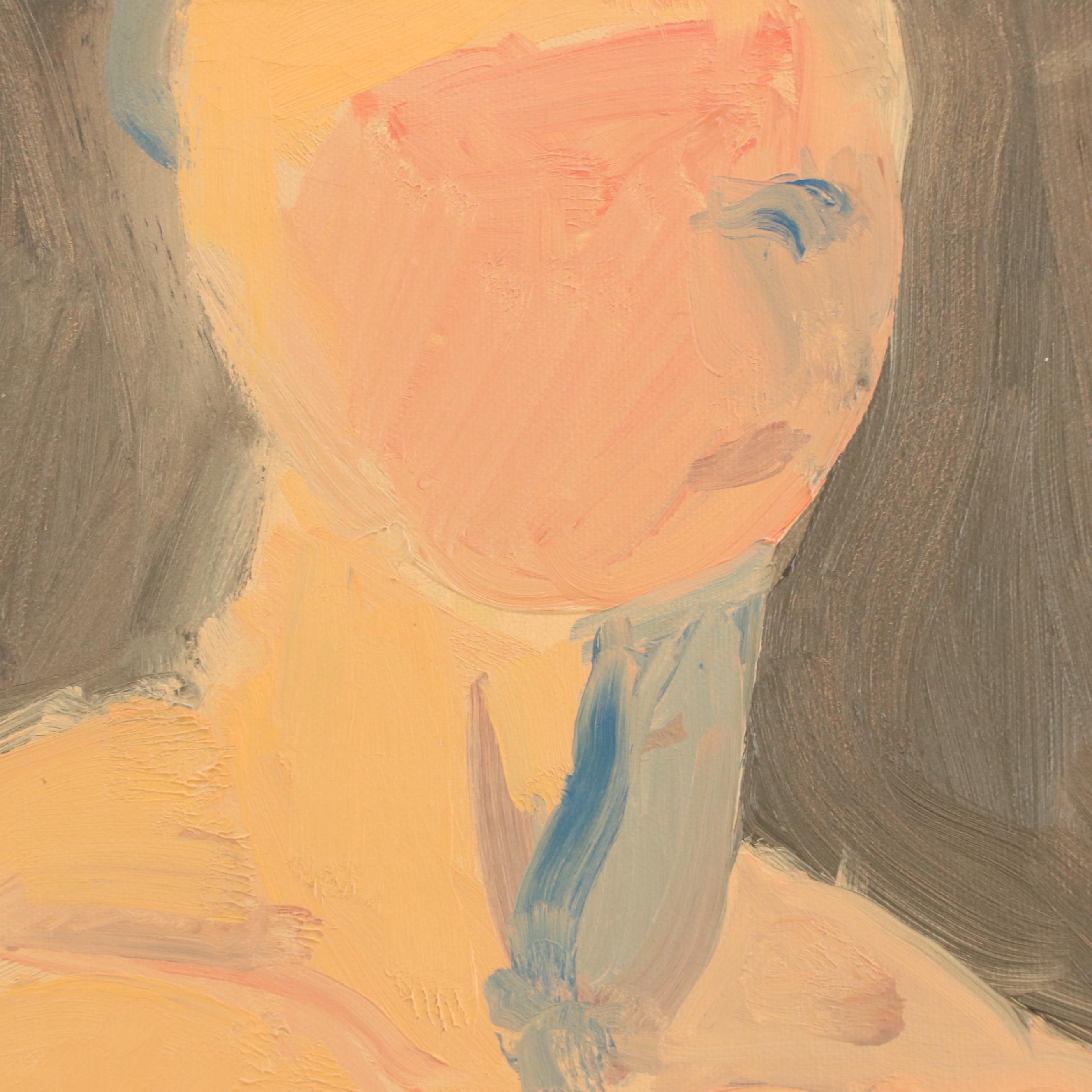 Oil Painting of a Seated Nude Figure