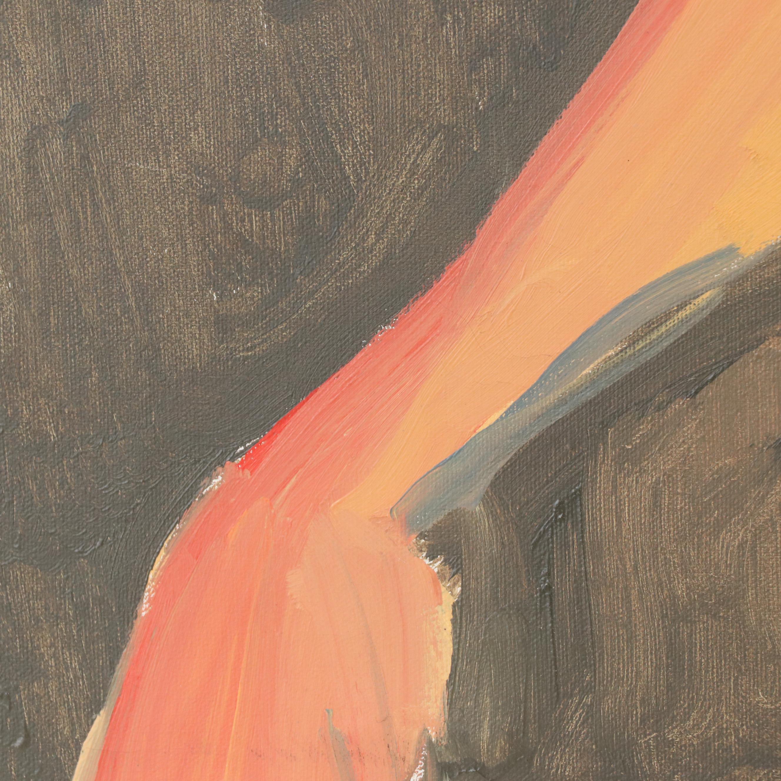 Oil Painting of a Seated Nude Figure