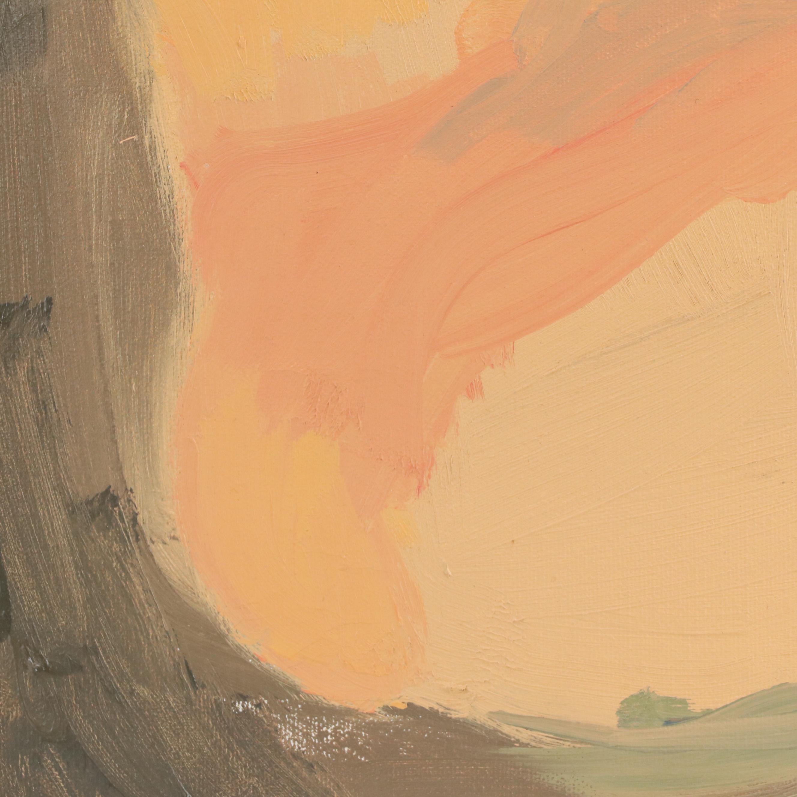 Oil Painting of a Seated Nude Figure