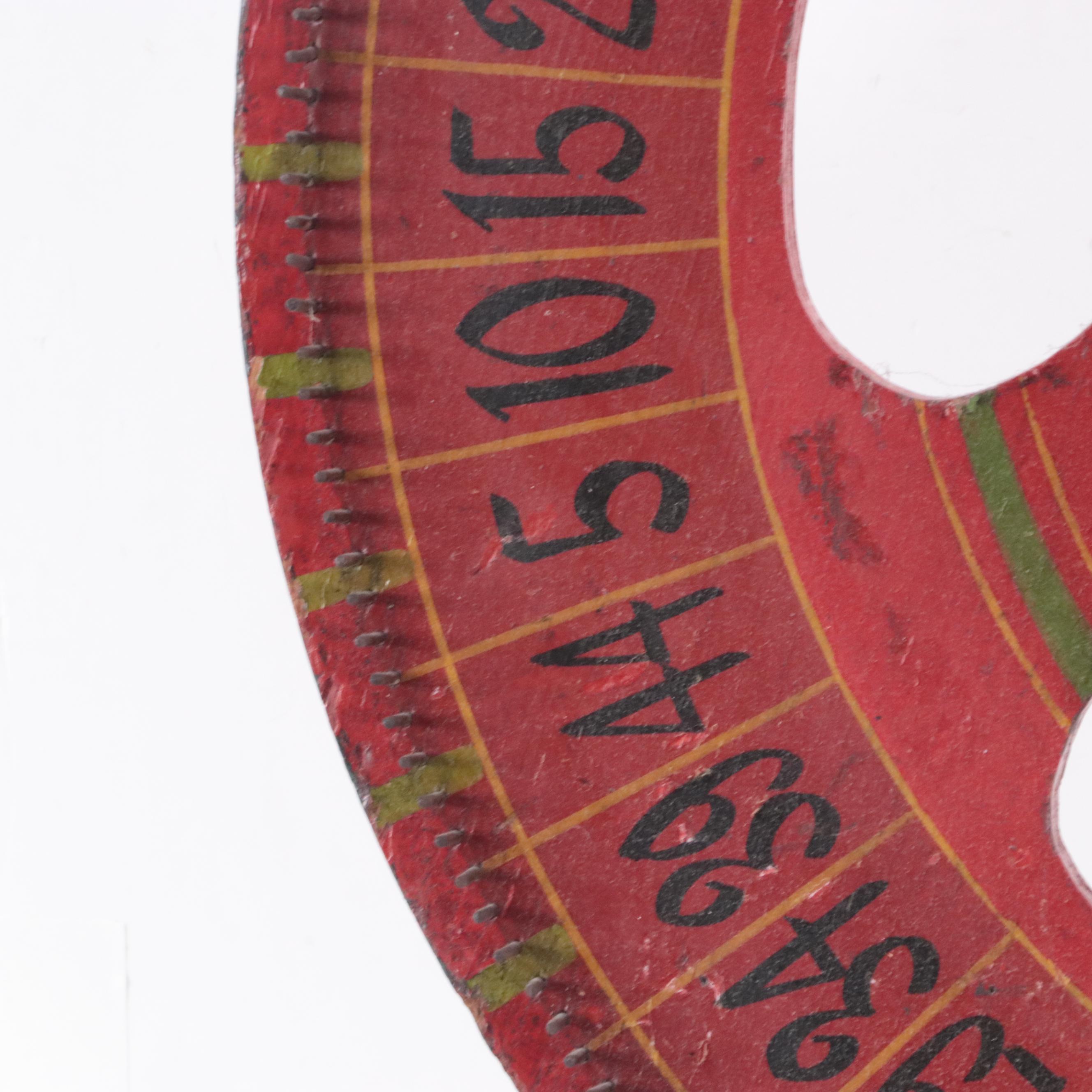 Hand-Painted Wood Carnival Game Wheel, Early to Mid-20th Century