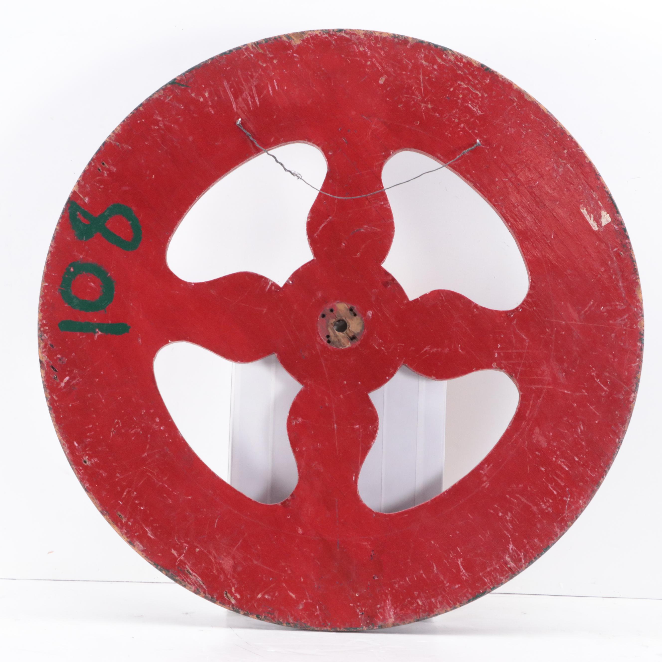 Hand-Painted Wood Carnival Game Wheel, Early to Mid-20th Century