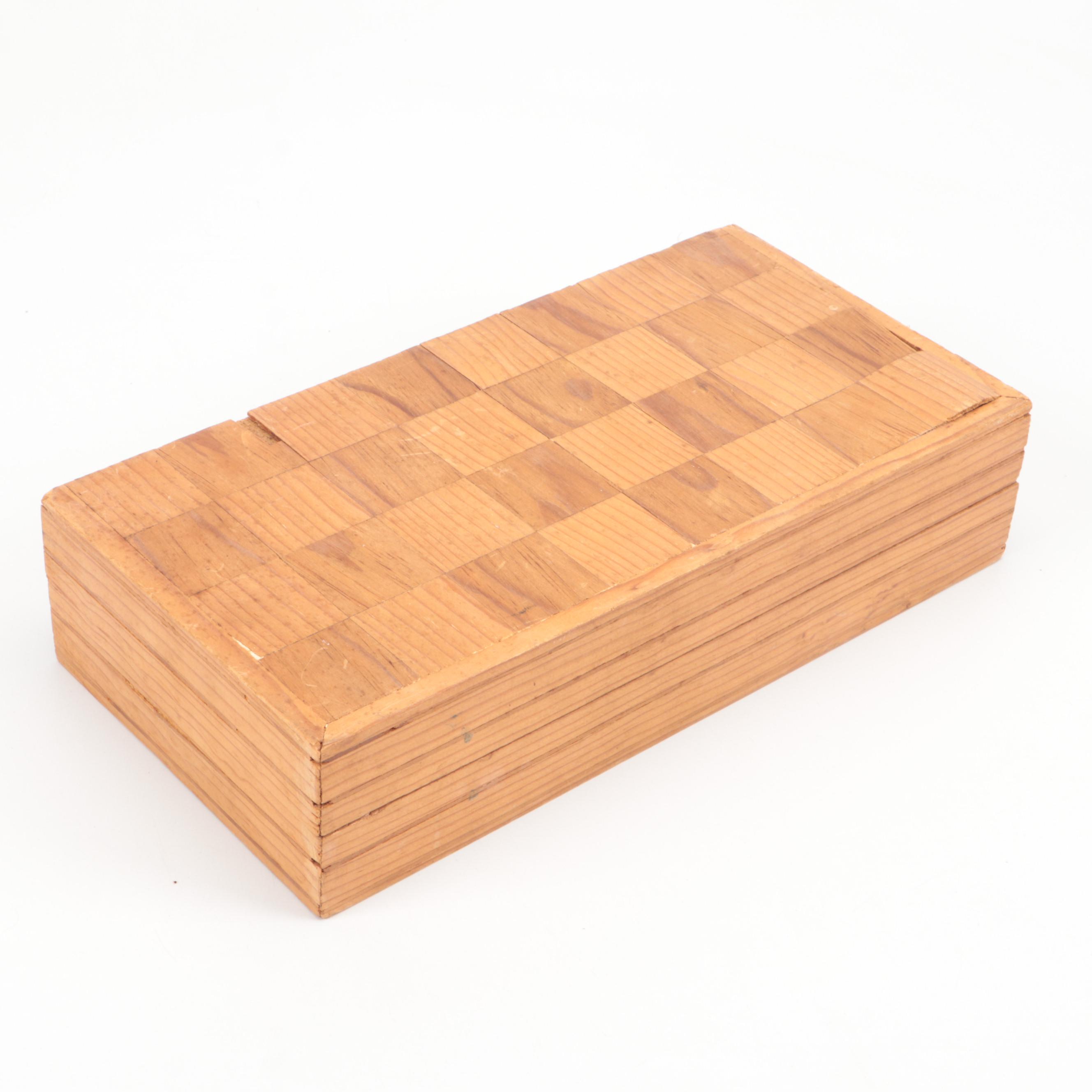 Hand-Carved Wood Chess Board with Finished Wood Boxes