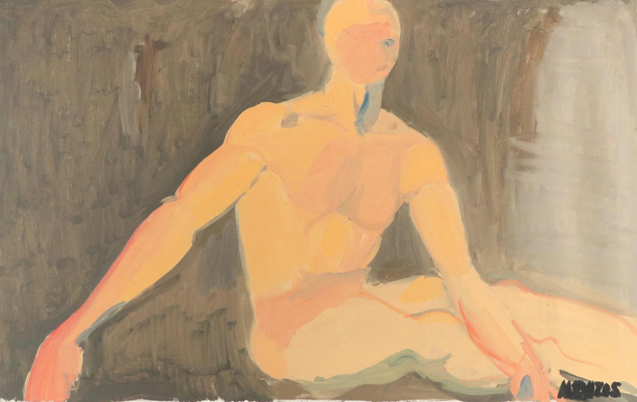Oil Painting of a Seated Nude Figure