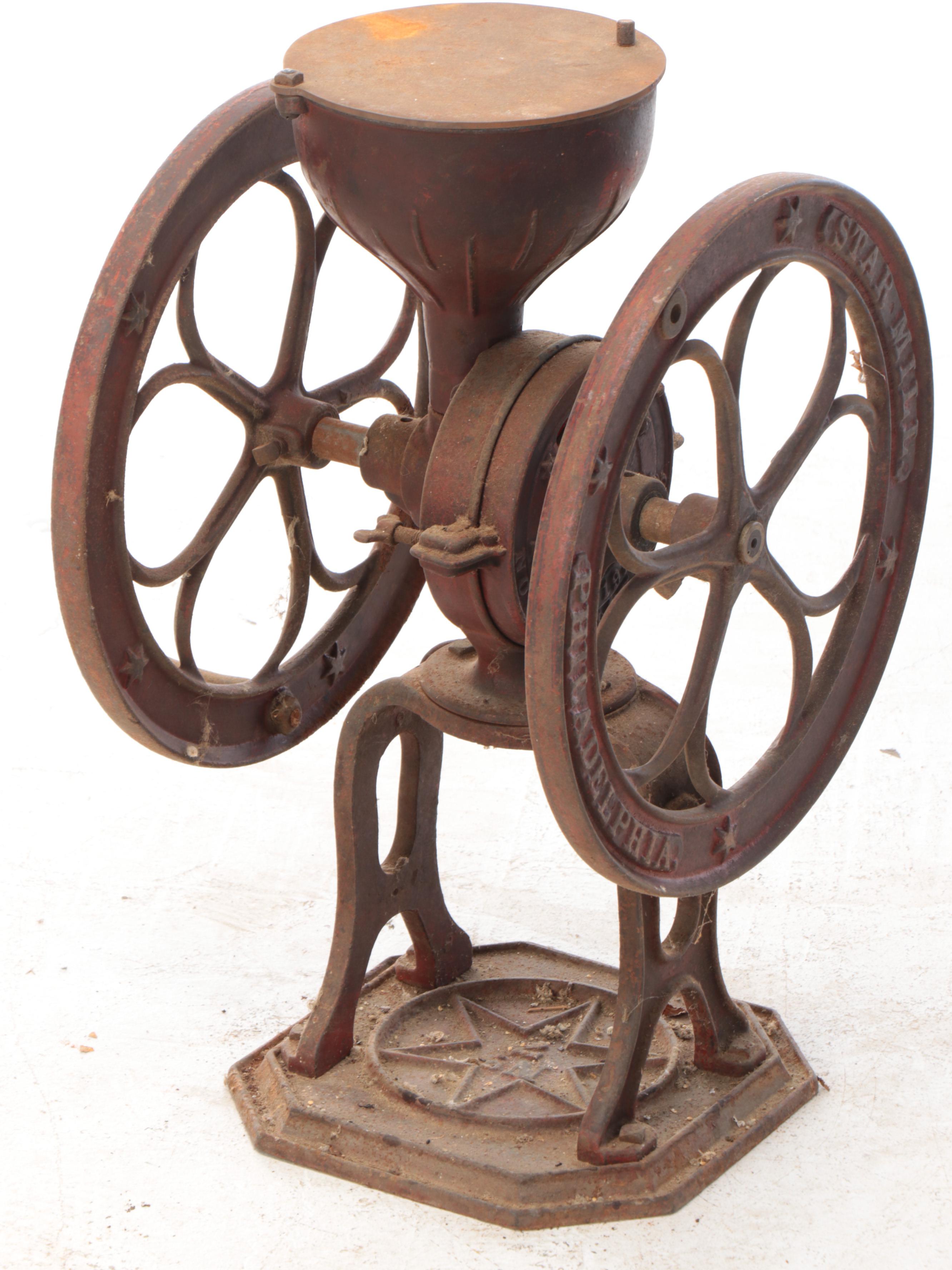 Star Mills No. 7 Enameled Cast Iron Coffee Grinder, Late 19th/Early 20th Century