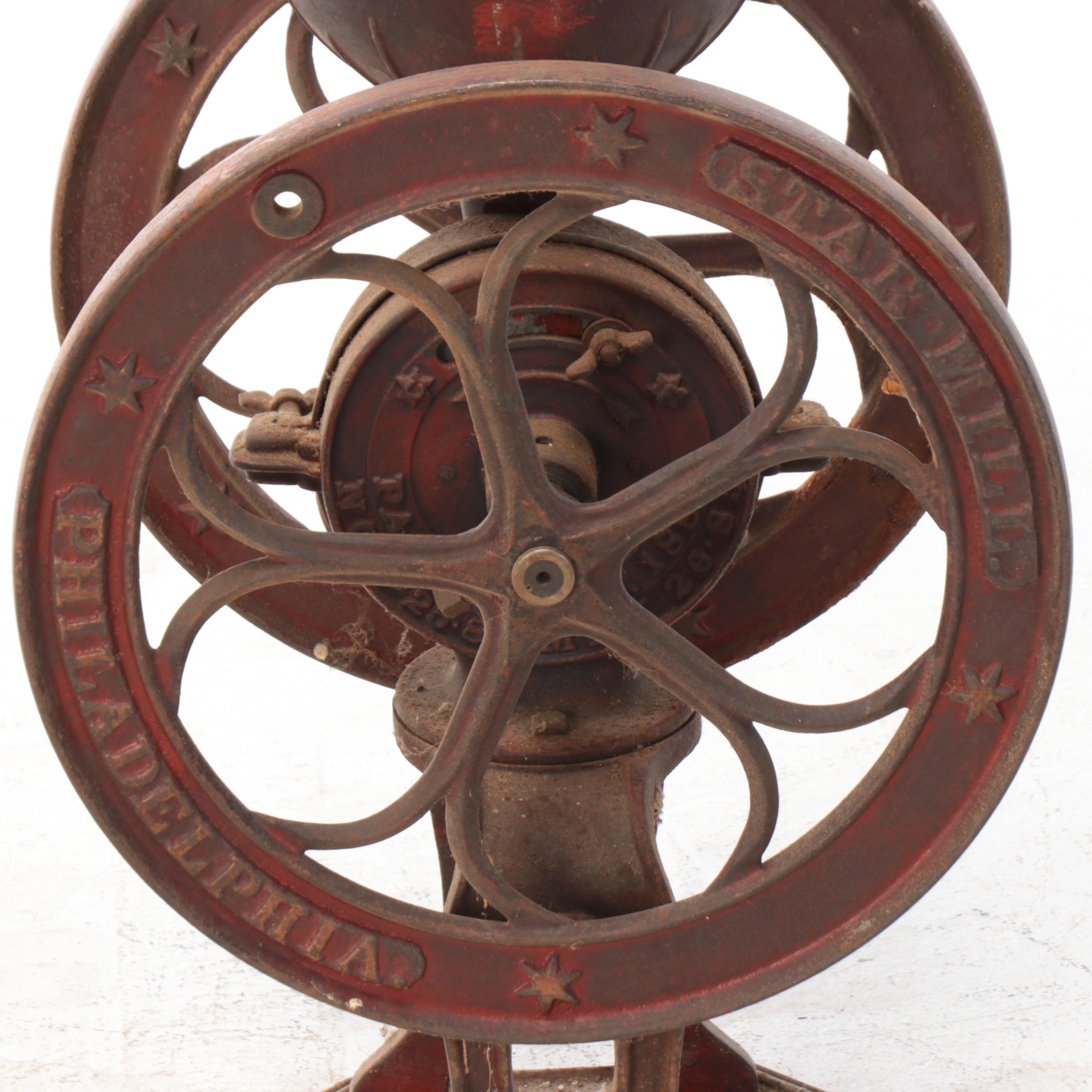 Star Mills No. 7 Enameled Cast Iron Coffee Grinder, Late 19th/Early 20th Century