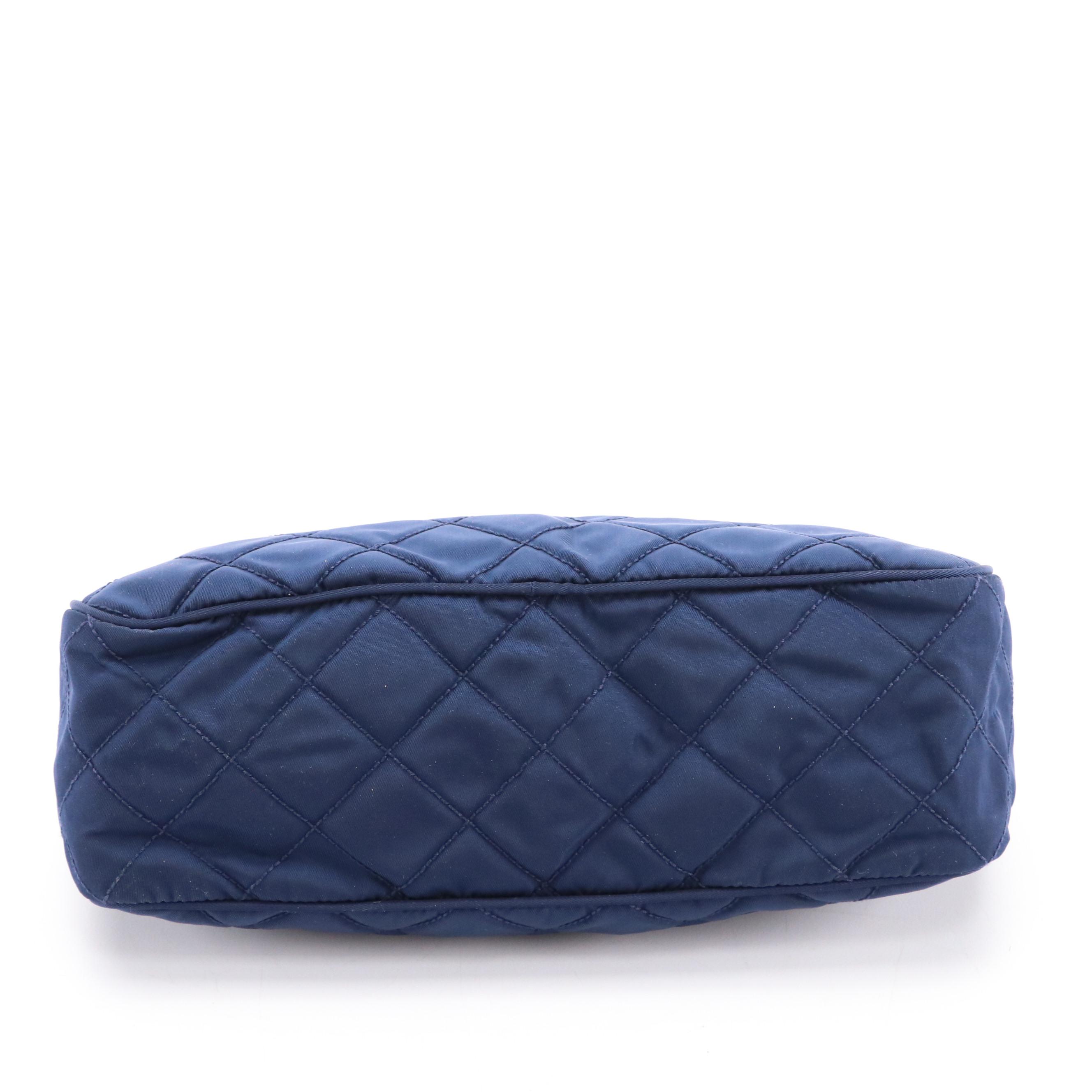 Prada Zip Pouch in Navy Blue Quilted Nylon Tessuto