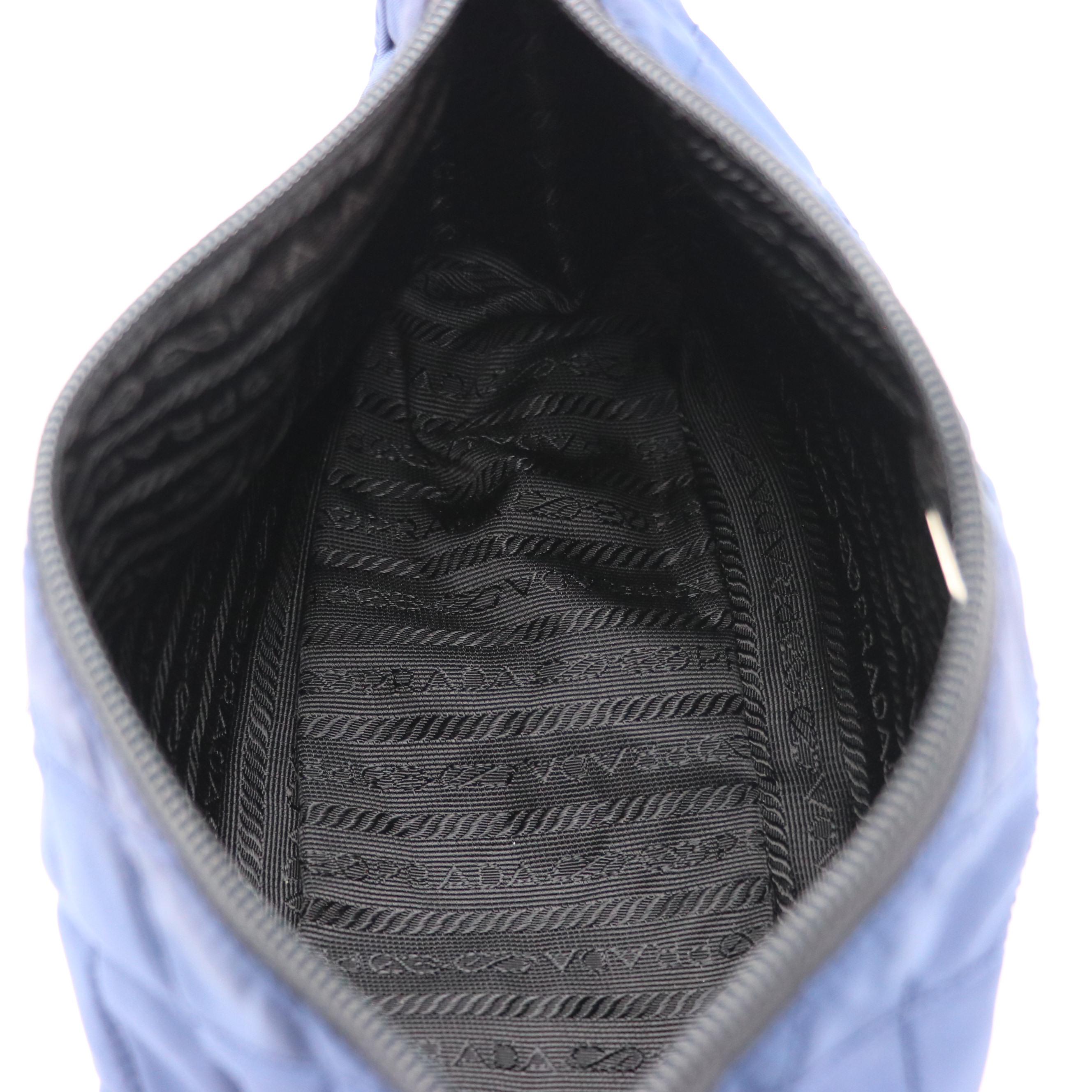 Prada Zip Pouch in Navy Blue Quilted Nylon Tessuto