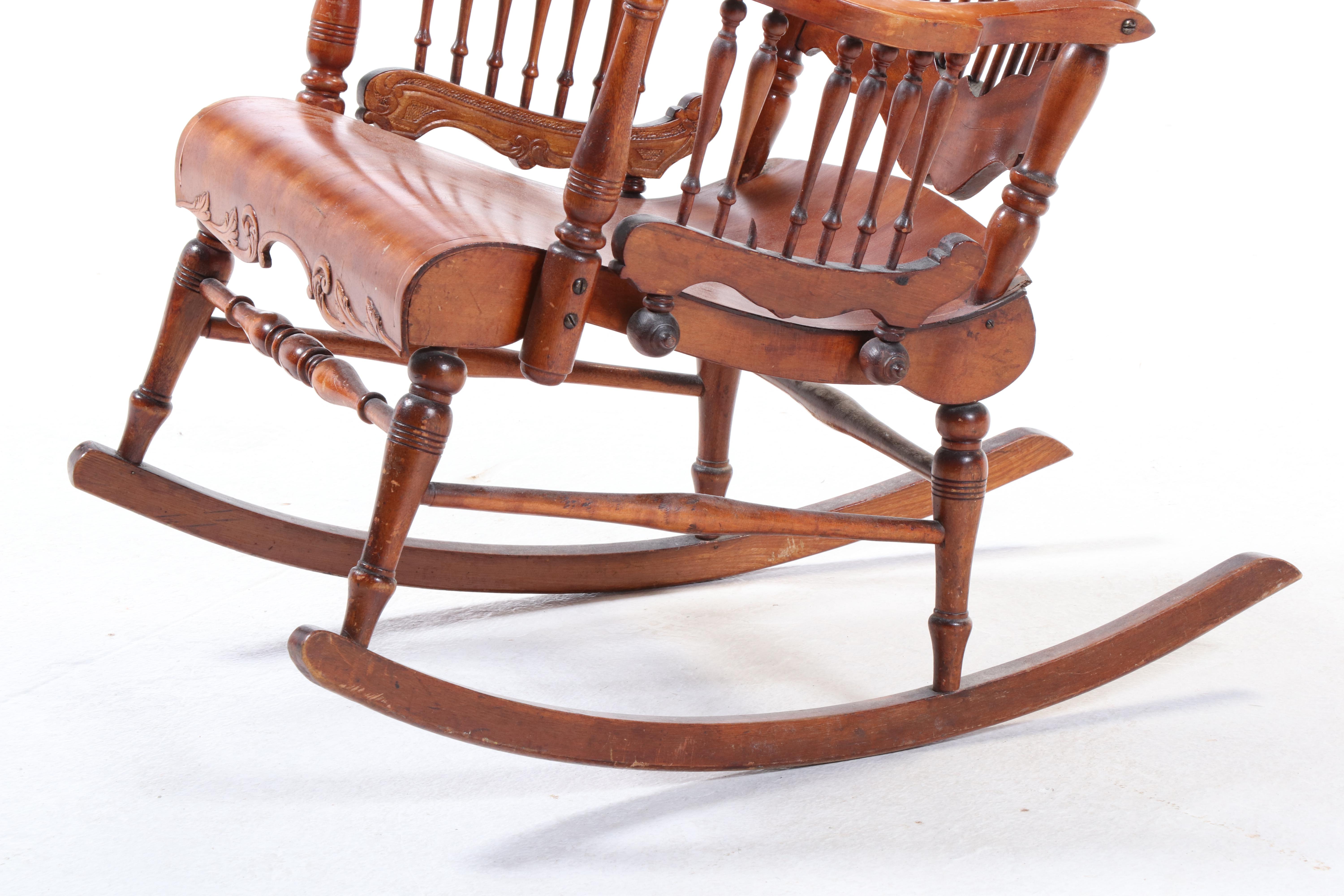 The Wisconsin Chair Co. Late Victorian Press-Decorated Birch Rocker