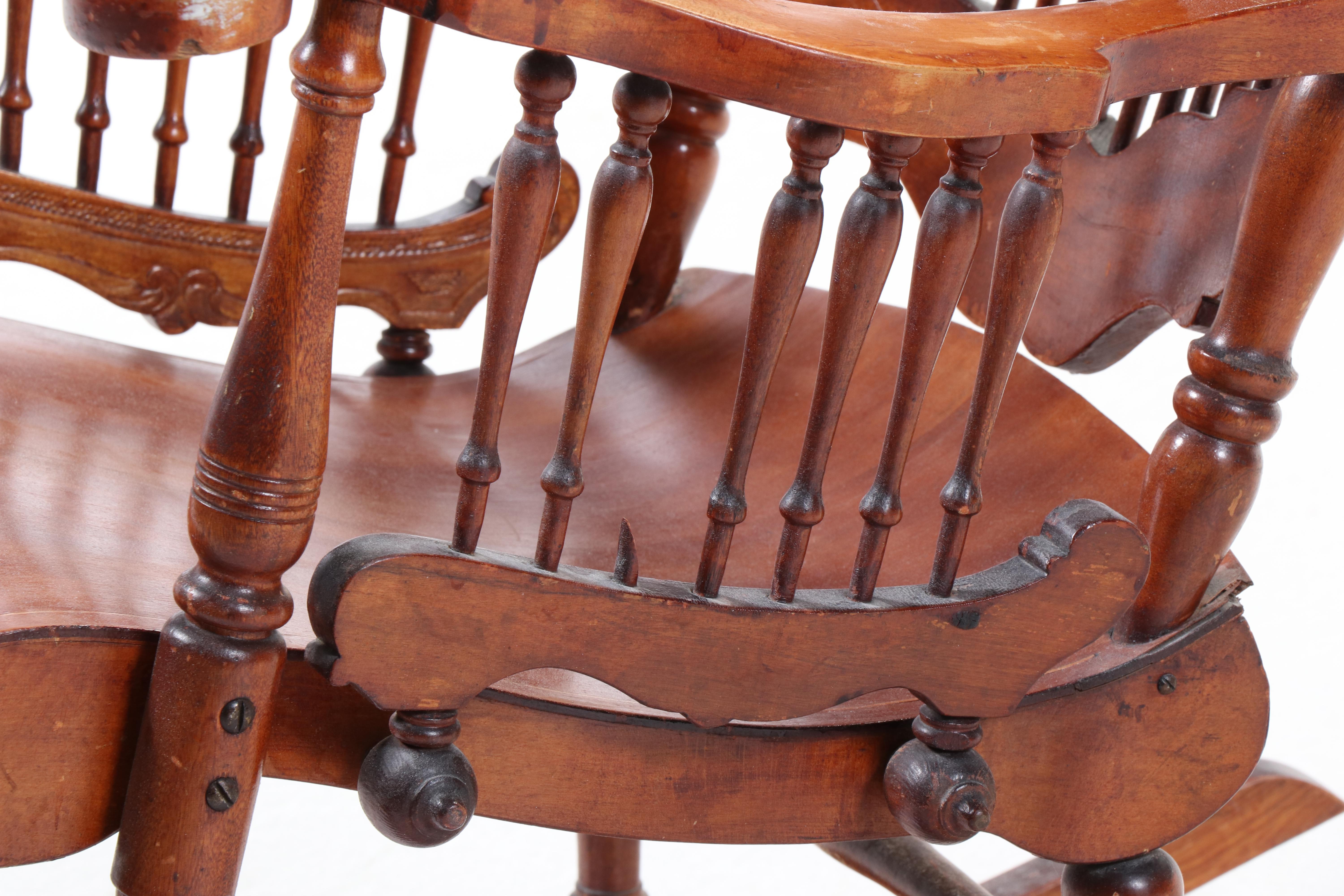 The Wisconsin Chair Co. Late Victorian Press-Decorated Birch Rocker