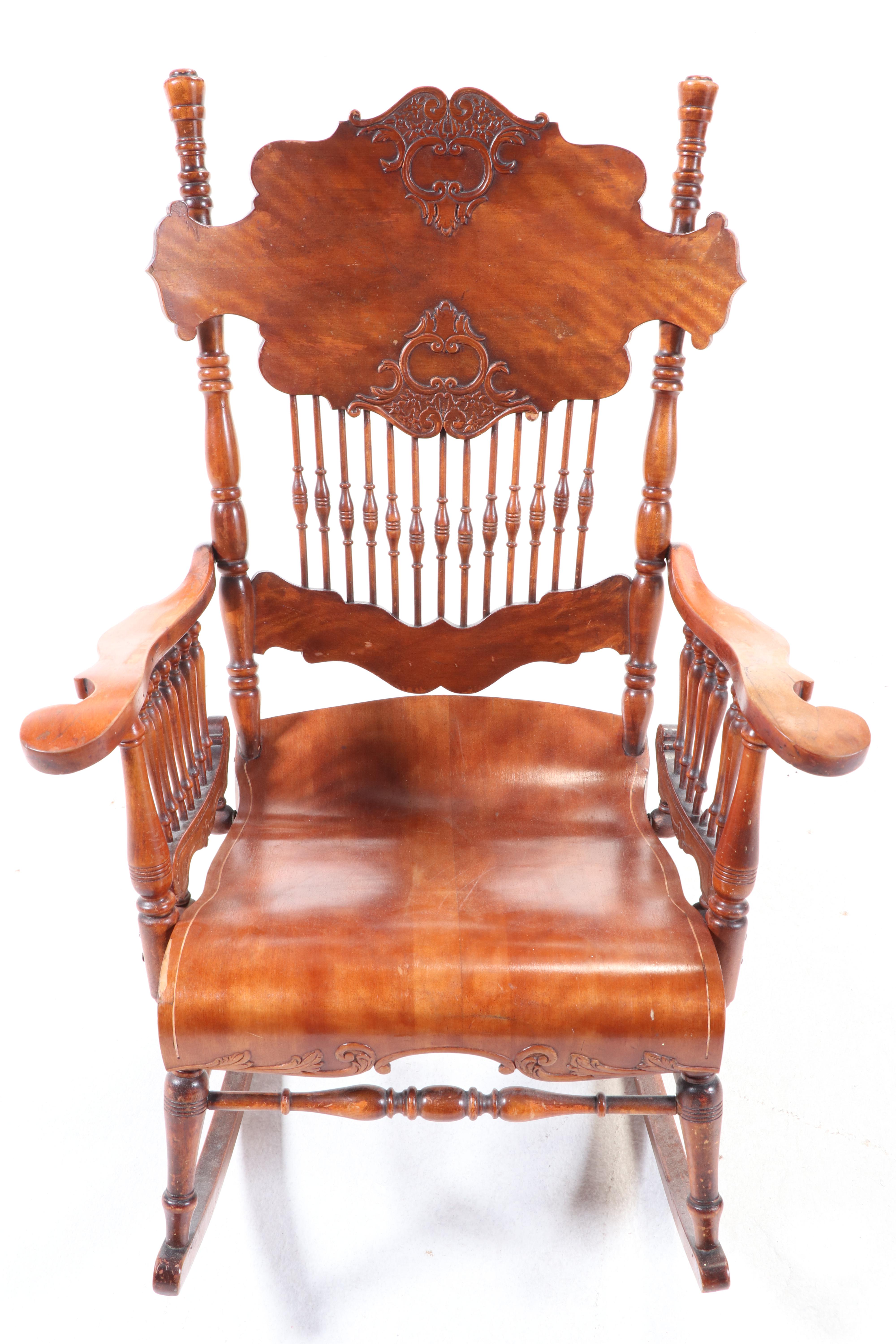 The Wisconsin Chair Co. Late Victorian Press-Decorated Birch Rocker