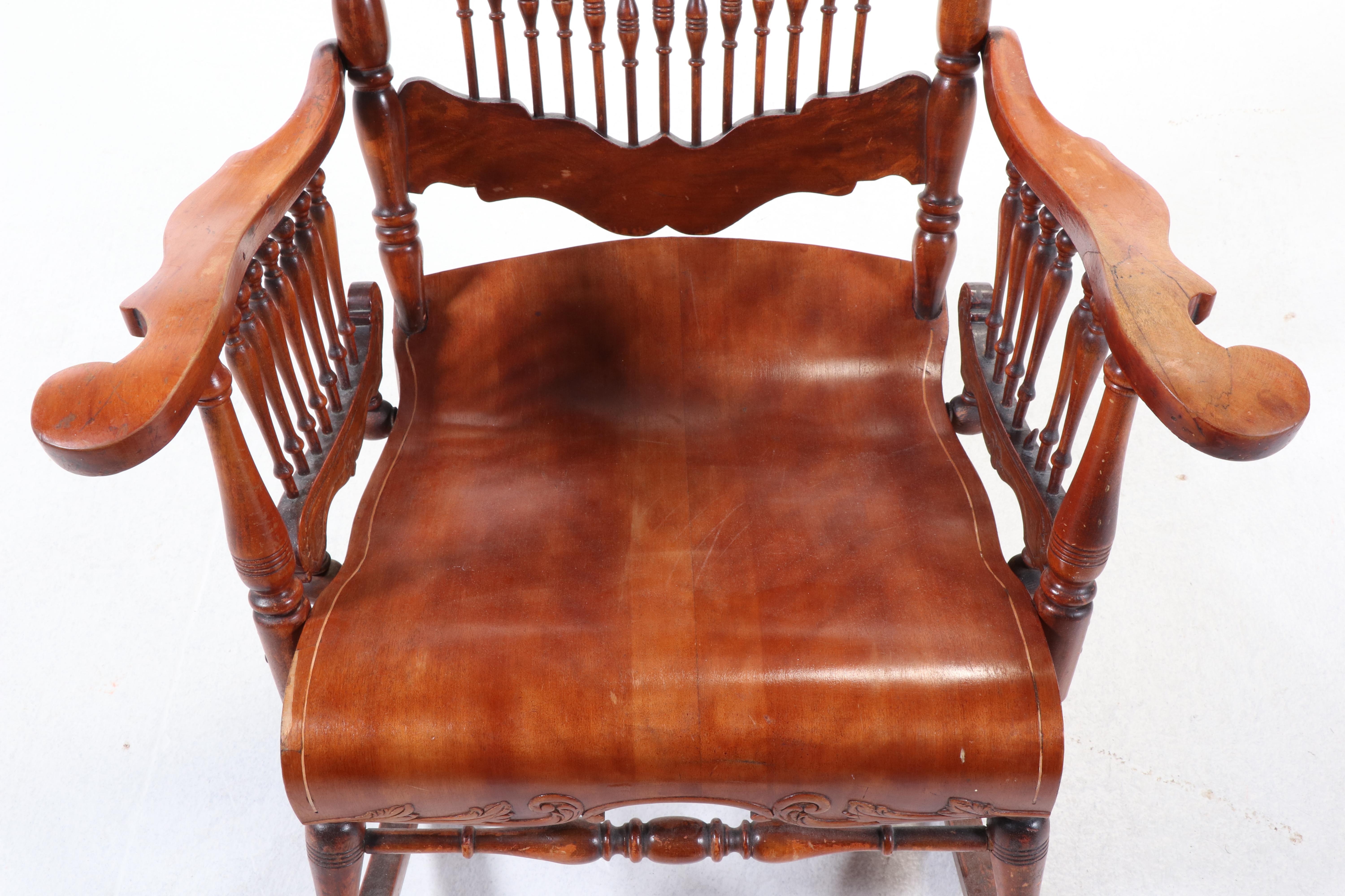 The Wisconsin Chair Co. Late Victorian Press-Decorated Birch Rocker