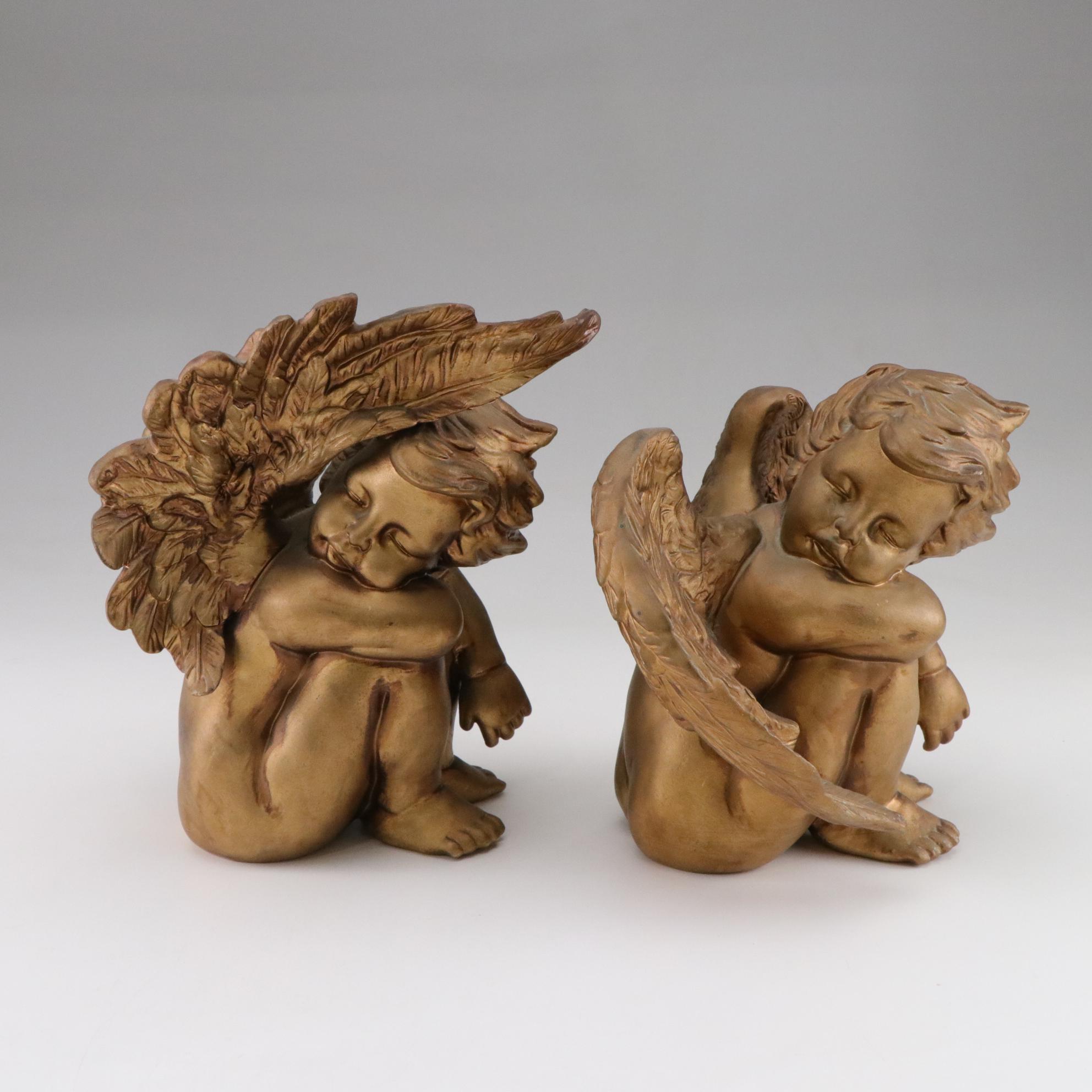 Gold Cherubs and Plaster Angelic Wall Decor