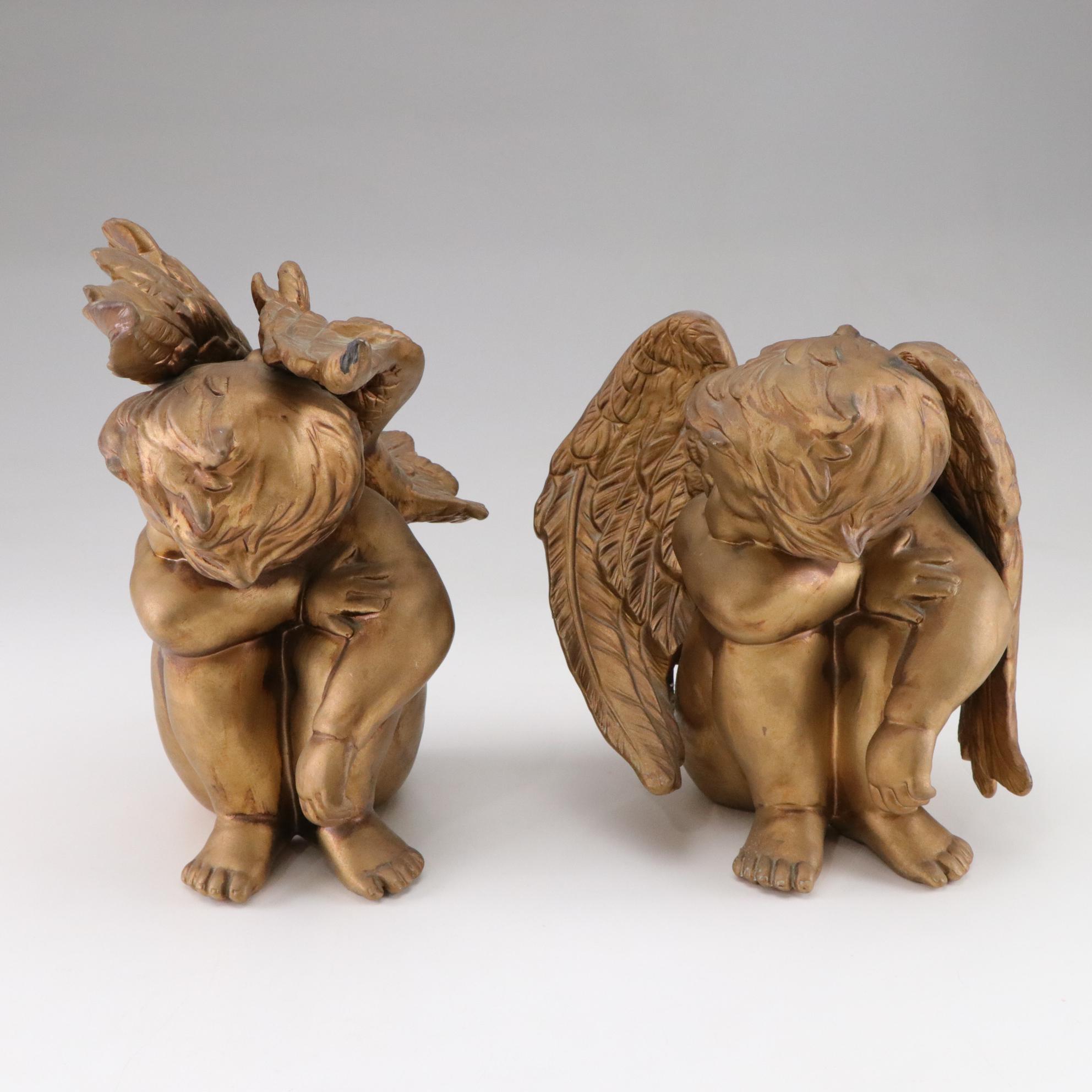 Gold Cherubs and Plaster Angelic Wall Decor