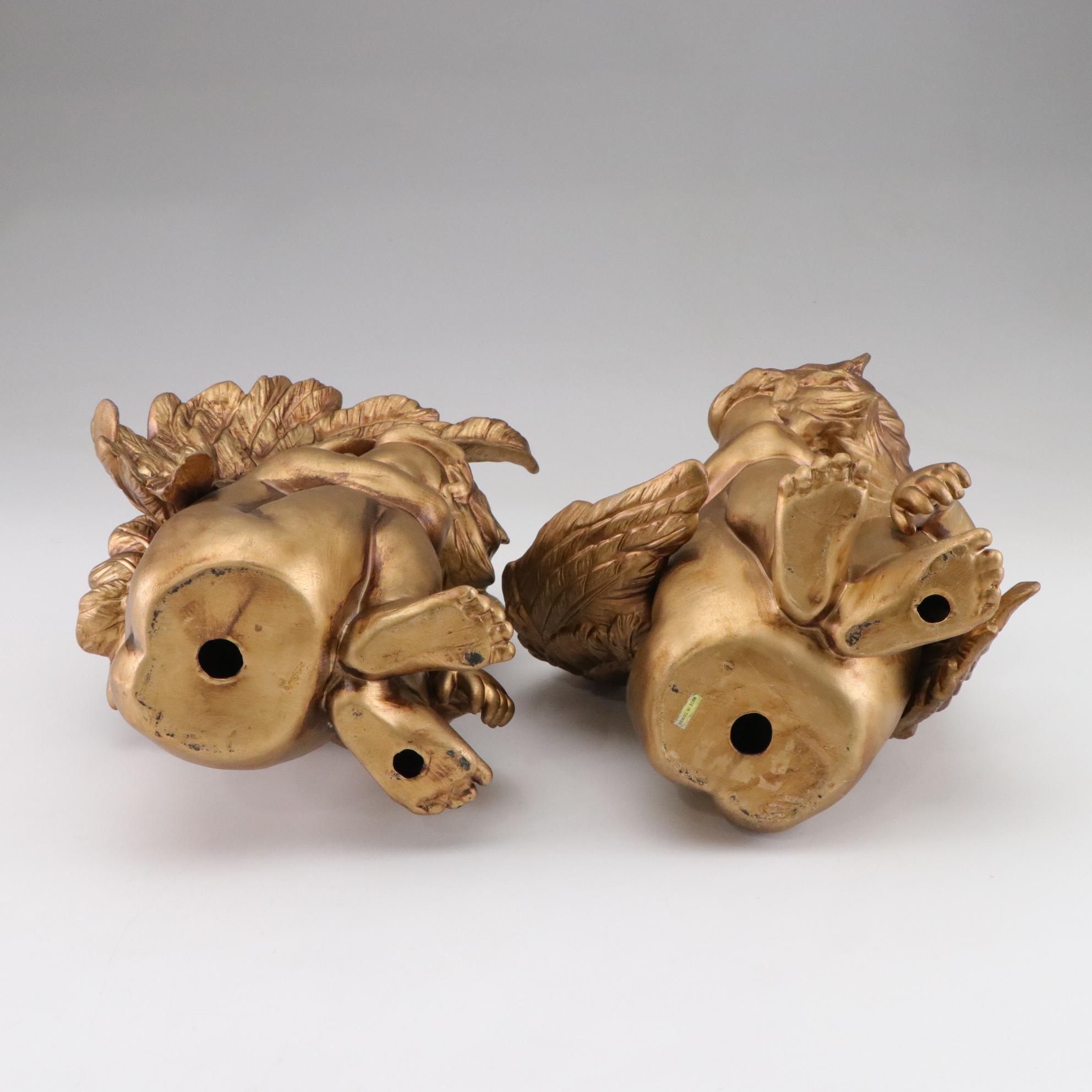 Gold Cherubs and Plaster Angelic Wall Decor