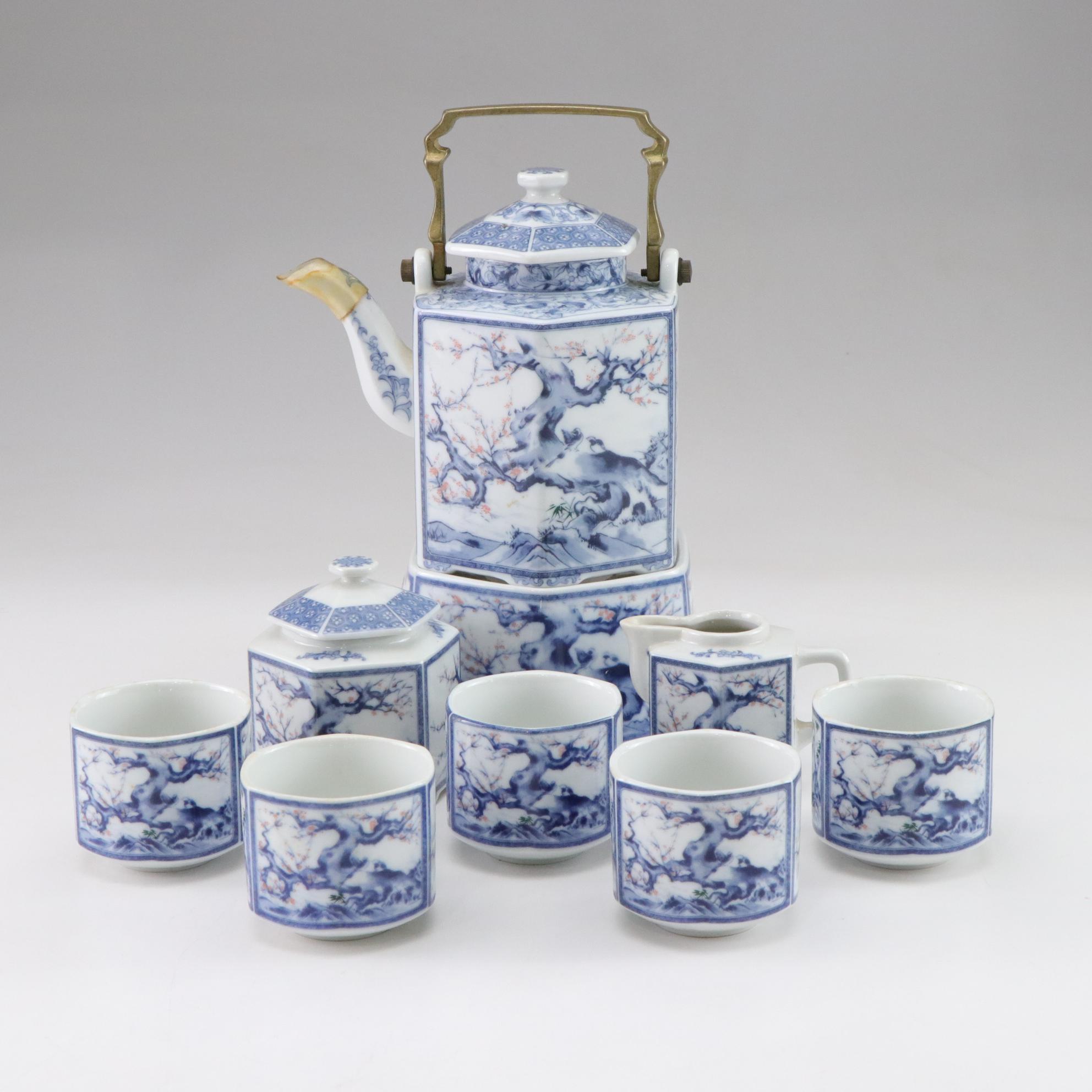 Dolphin Japanese Porcelain Hexagonal Tea Service