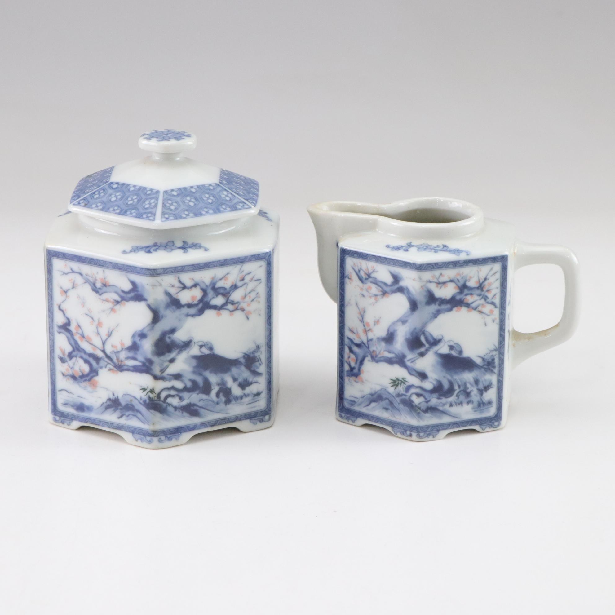 Dolphin Japanese Porcelain Hexagonal Tea Service