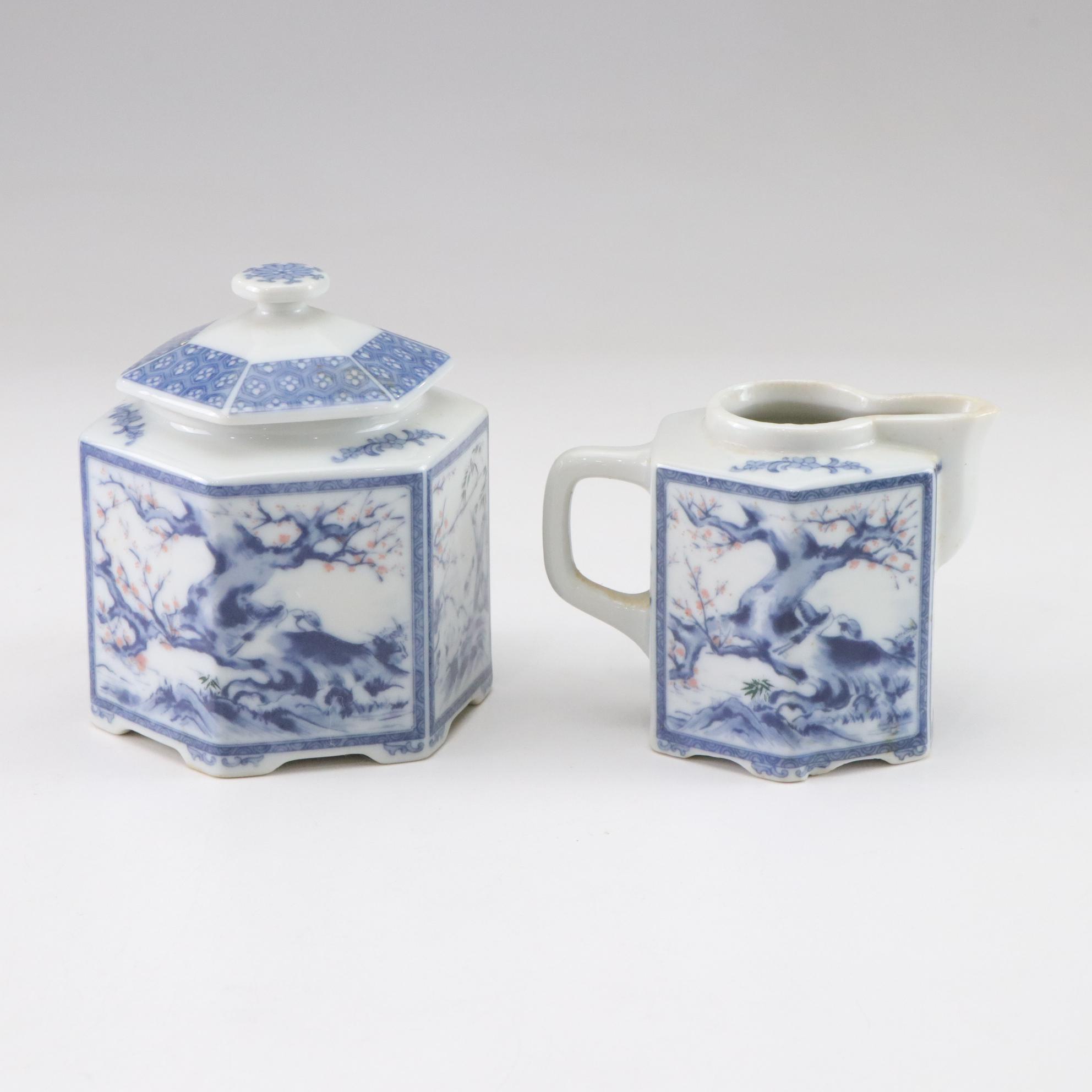 Dolphin Japanese Porcelain Hexagonal Tea Service