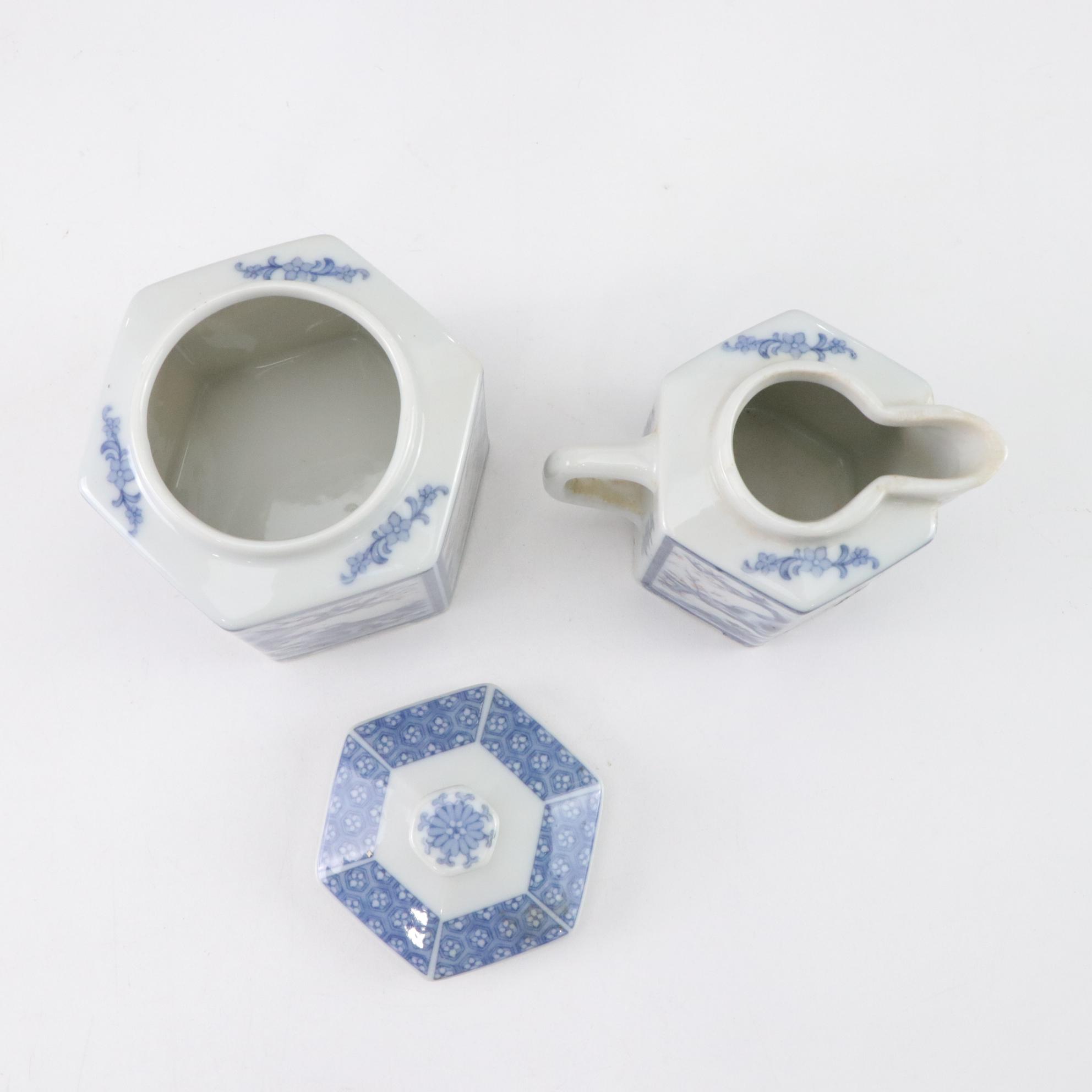 Dolphin Japanese Porcelain Hexagonal Tea Service