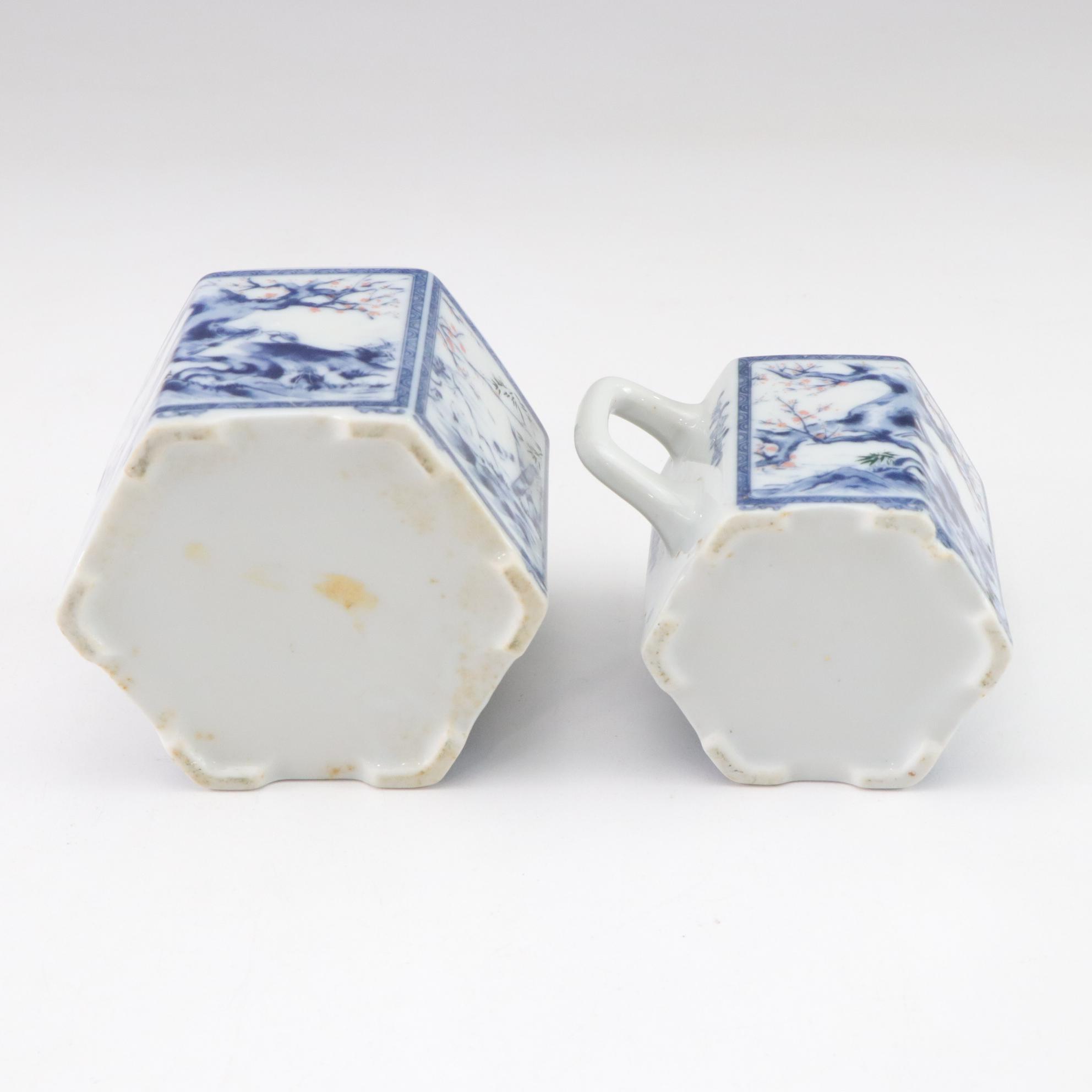 Dolphin Japanese Porcelain Hexagonal Tea Service