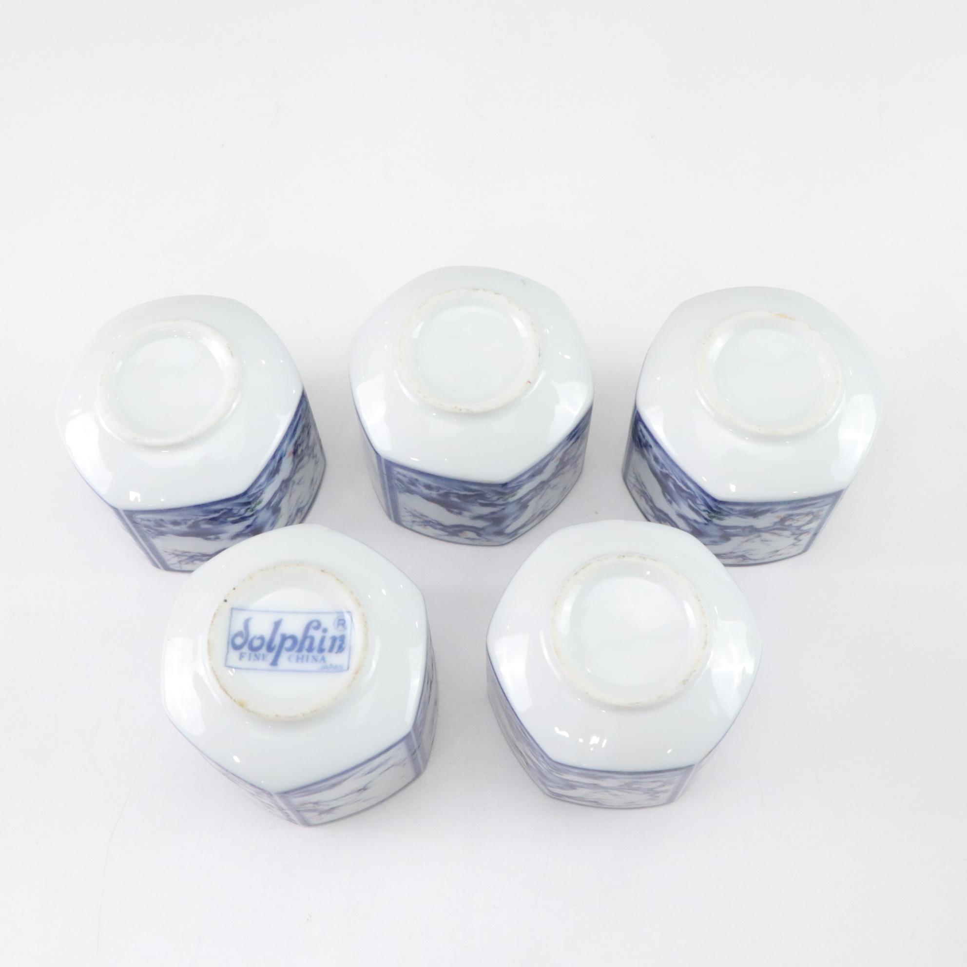 Dolphin Japanese Porcelain Hexagonal Tea Service