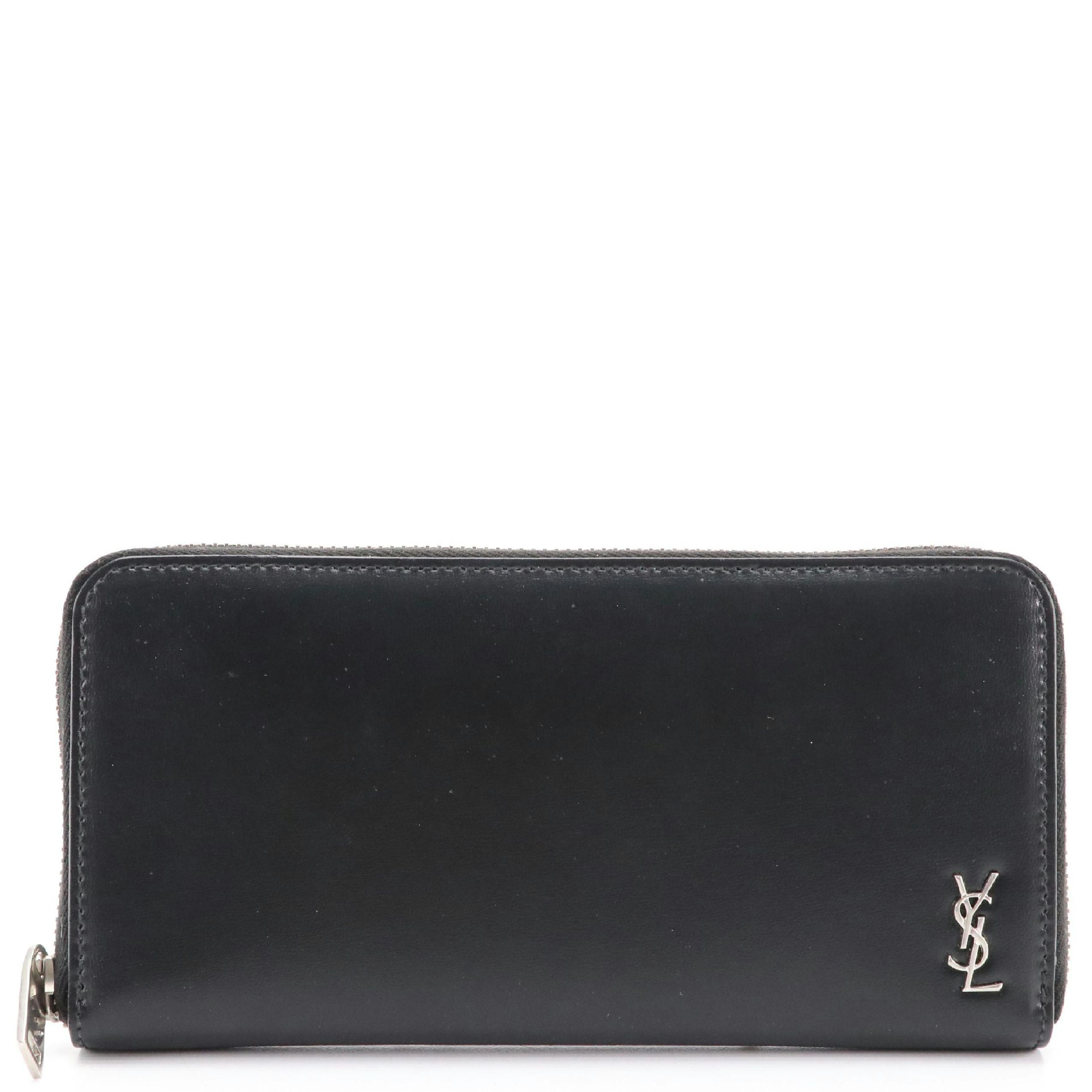Yves Saint Laurent Black Zip-Around Wallet