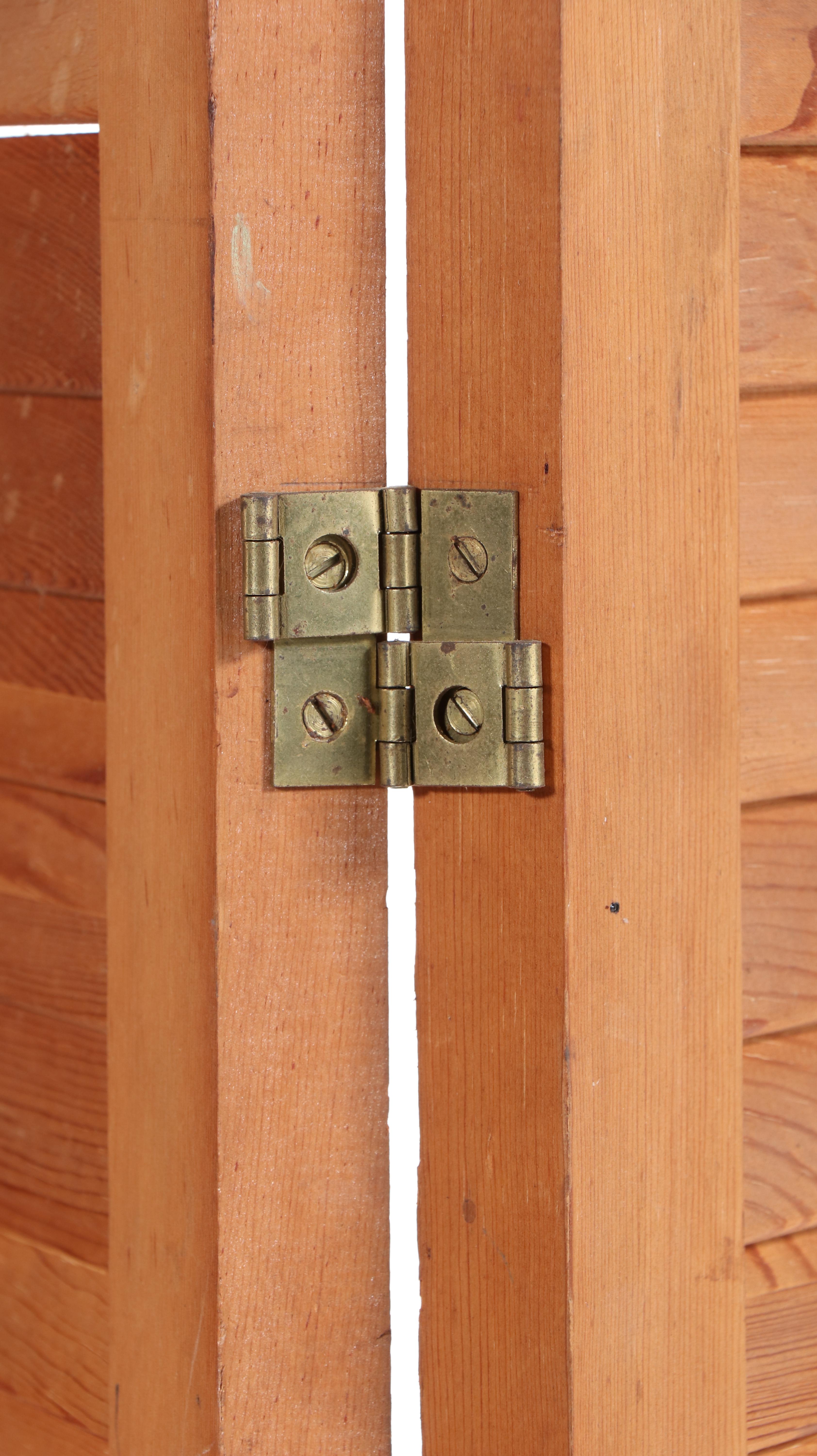 Slatted Pine Five-Fold Screen, 20th Century