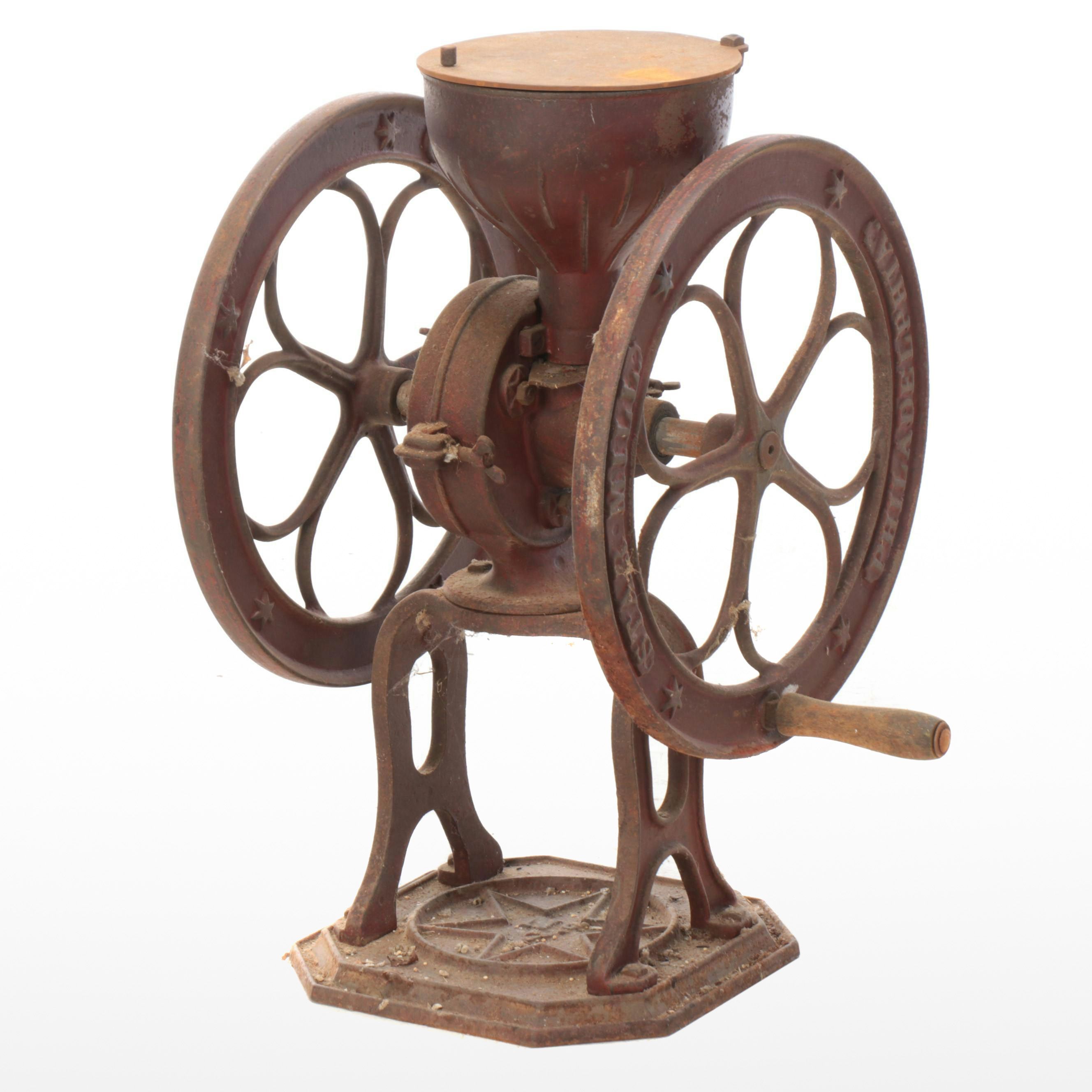 Star Mills No. 7 Enameled Cast Iron Coffee Grinder, Late 19th/Early 20th Century