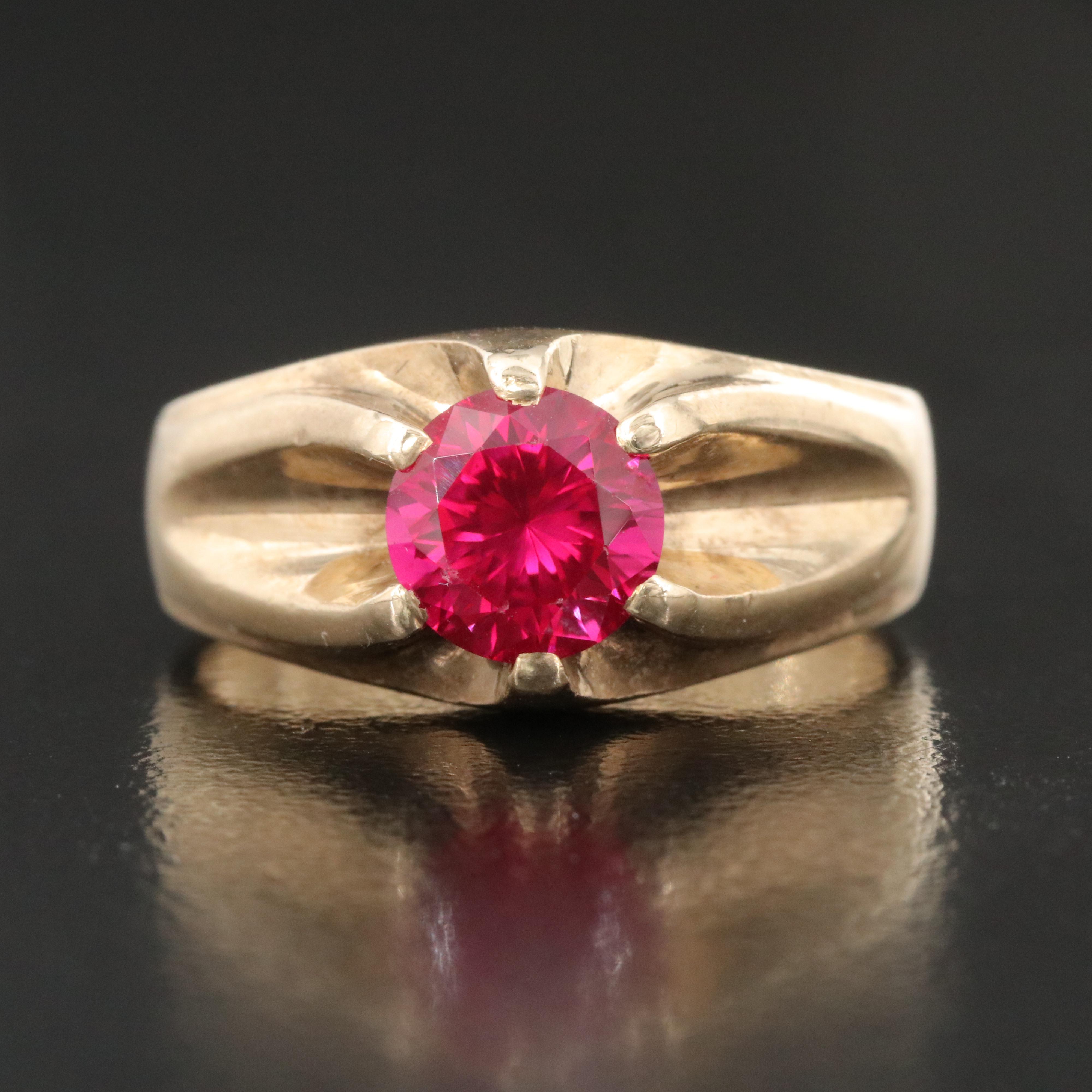 Vintage 10K Ruby Belcher Ring