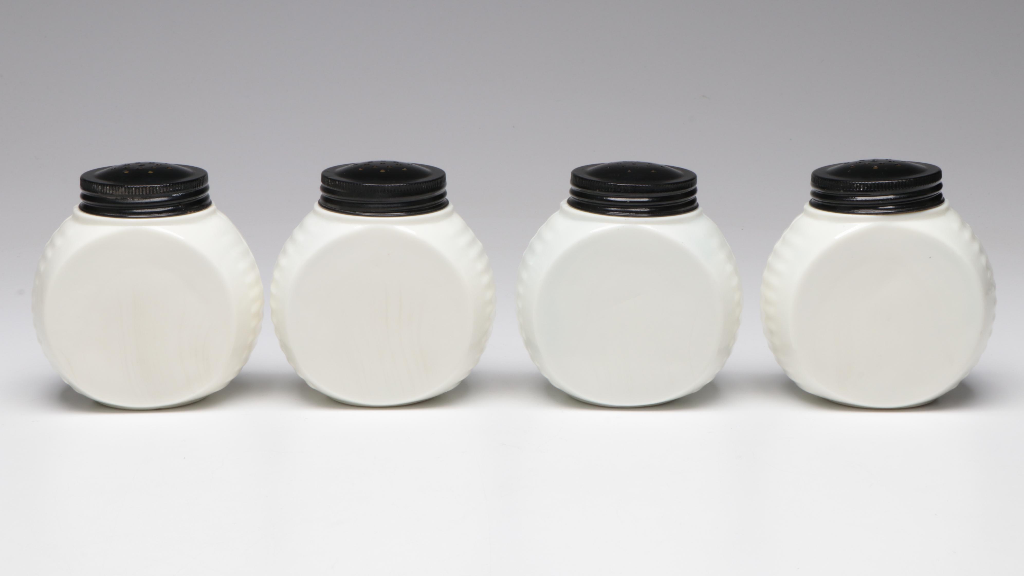 Anchor Hocking Art Deco Style Vitrock Glass and Jadeite Canisters